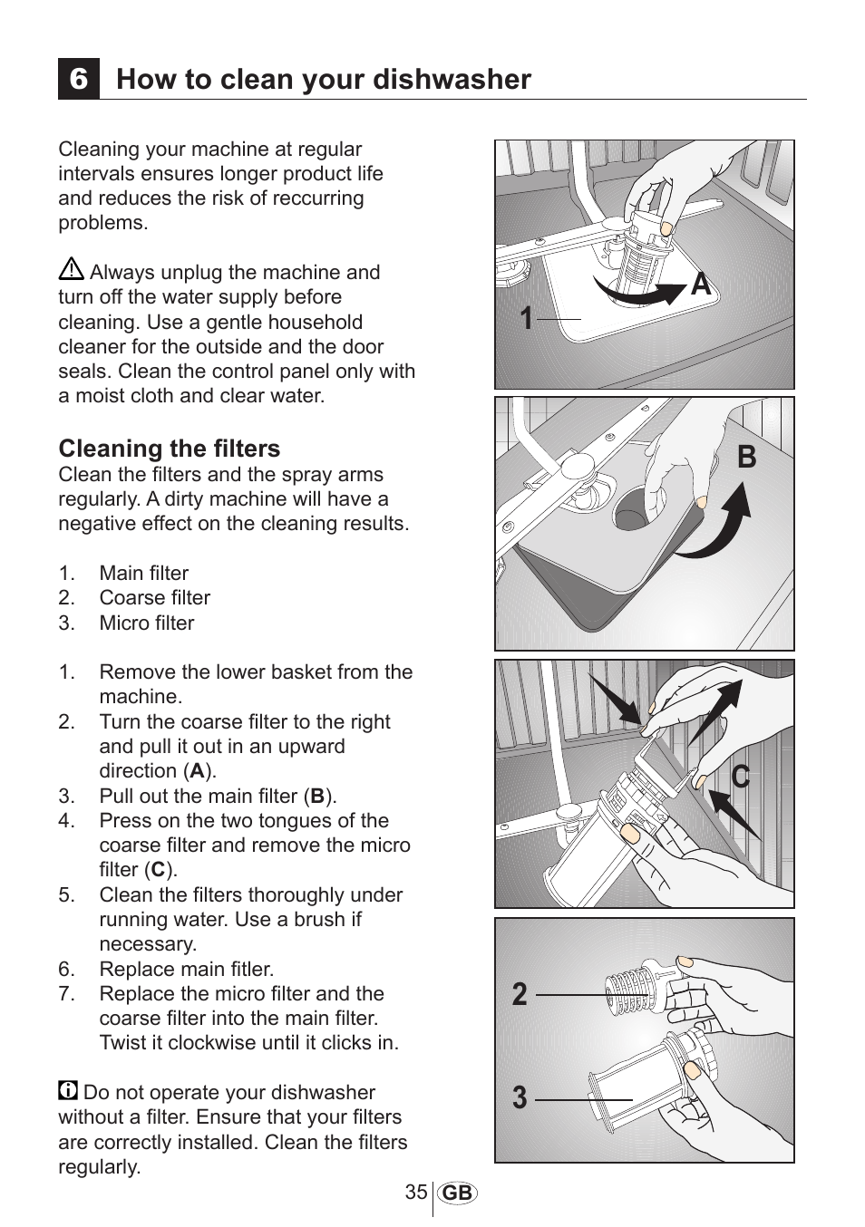 6how to clean your dishwasher | Blomberg GSN 9583 A630 User Manual | Page 36 / 45