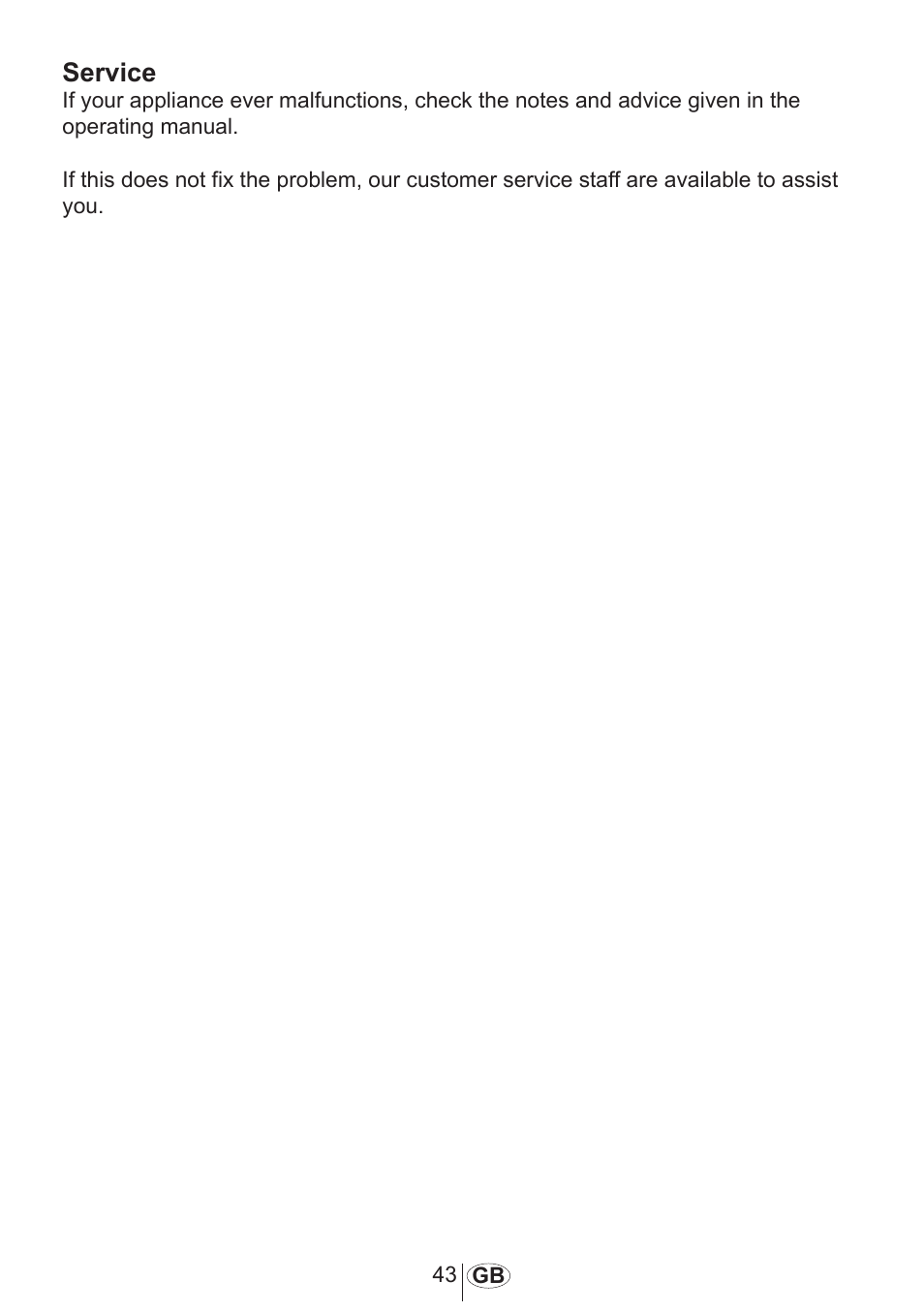 Service | Blomberg GSN 9583 A630 User Manual | Page 44 / 45