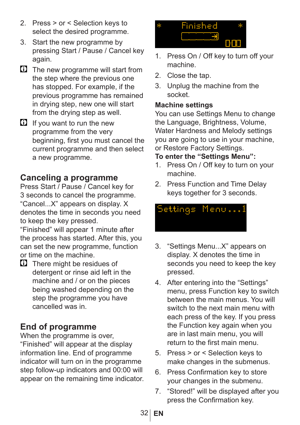 Canceling a programme, End of programme | Blomberg GSN 9580 A User Manual | Page 33 / 46