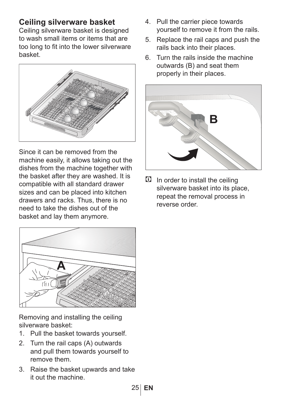 Ceiling silverware basket | Blomberg GSN 9585 A User Manual | Page 26 / 46