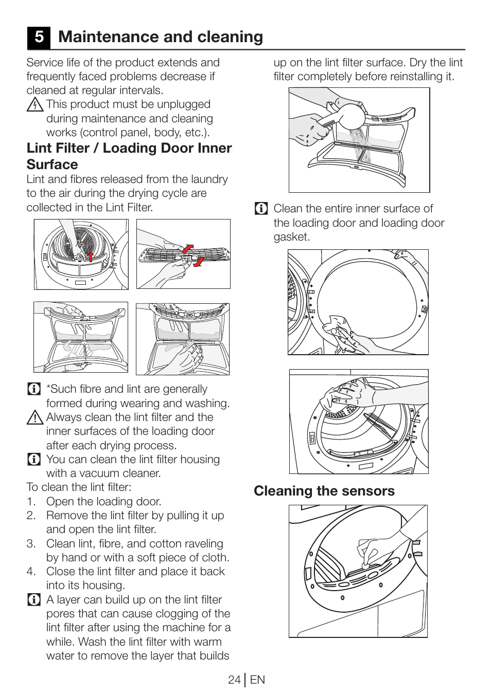 5maintenance and cleaning | Blomberg TKF 7451 AG 50 User Manual | Page 24 / 56