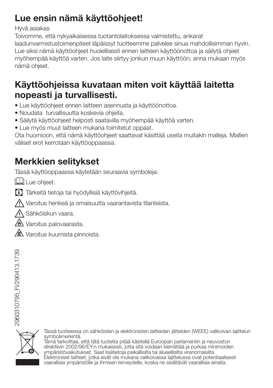 Lue ensin nämä käyttöohjeet, Merkkien selitykset | Blomberg TKF 7451 AG 50 User Manual | Page 30 / 56