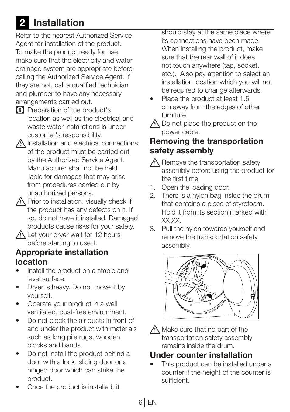 2installation | Blomberg TKF 7451 AG 50 User Manual | Page 6 / 56