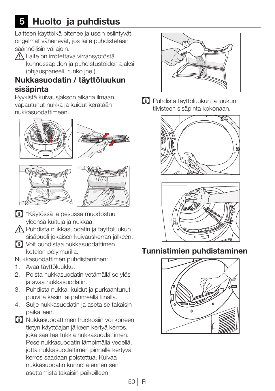 5huolto ja puhdistus | Blomberg TKF 7451 A 30 User Manual | Page 50 / 56