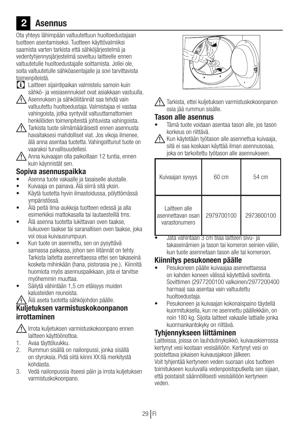 Asennus | Blomberg TKF 8451 SGC 30 User Manual | Page 29 / 48