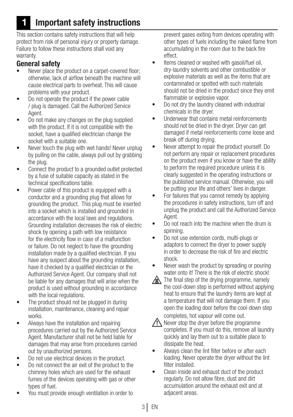 Important safety instructions, General safety | Blomberg TKF 8451 SGC 30 User Manual | Page 3 / 48