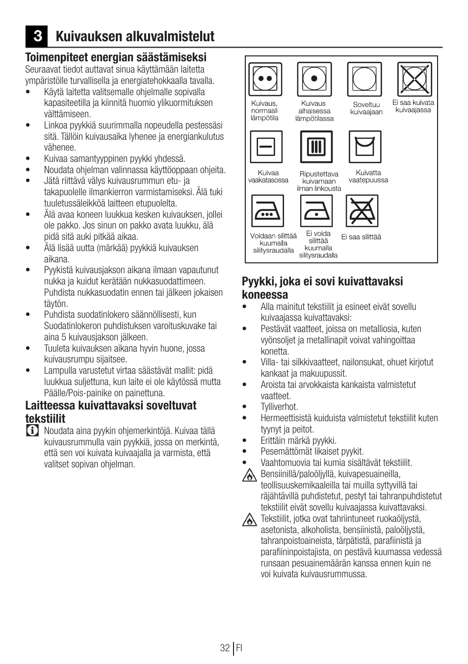 Kuivauksen alkuvalmistelut | Blomberg TKF 8451 SGC 30 User Manual | Page 32 / 48