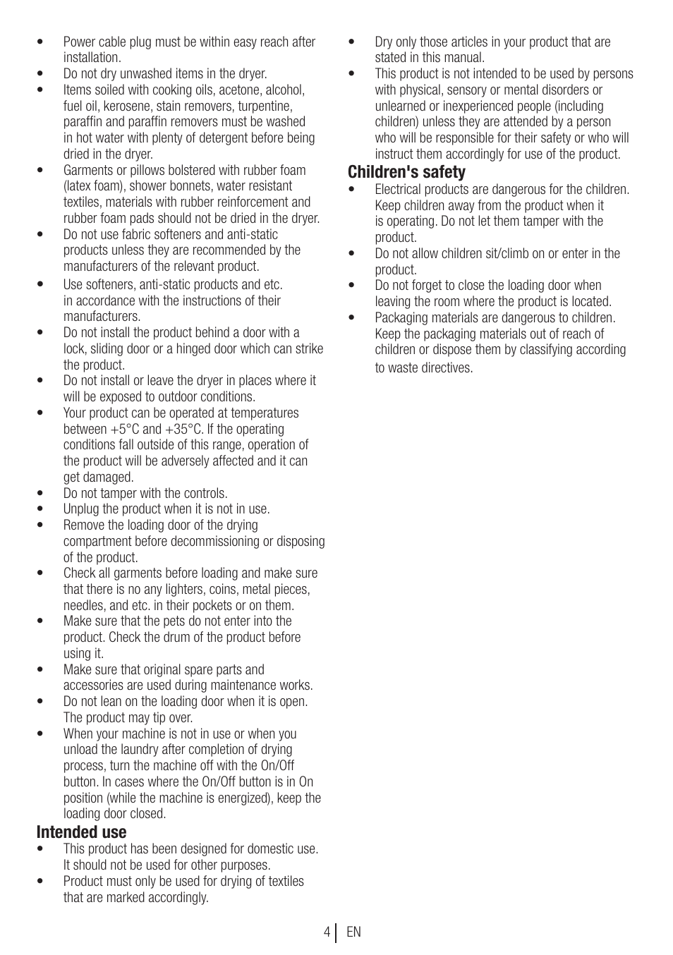 Intended use, Children's safety | Blomberg TKF 8451 SGC 30 User Manual | Page 4 / 48