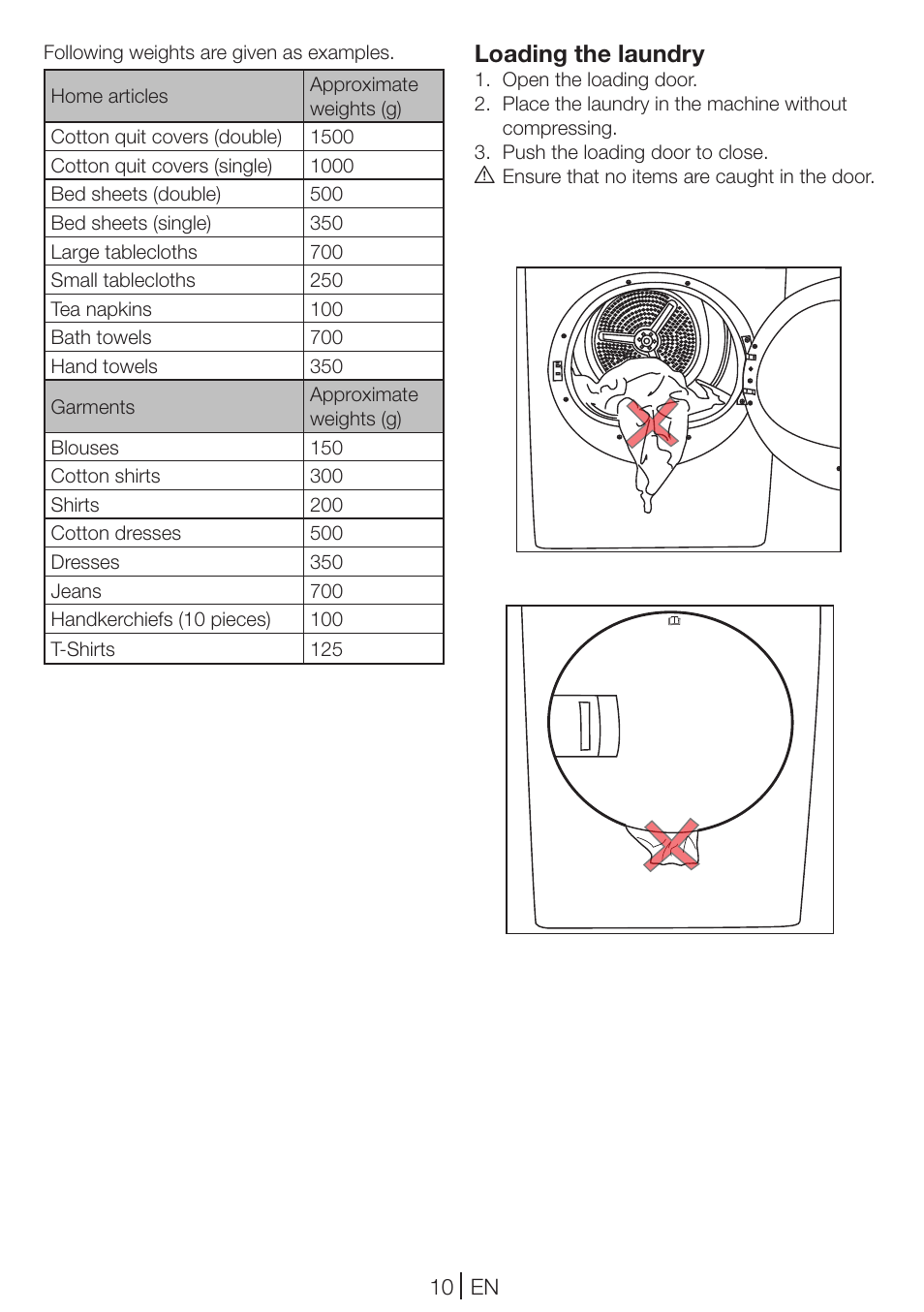 Loading the laundry | Blomberg TKF 8461 AGC User Manual | Page 10 / 44