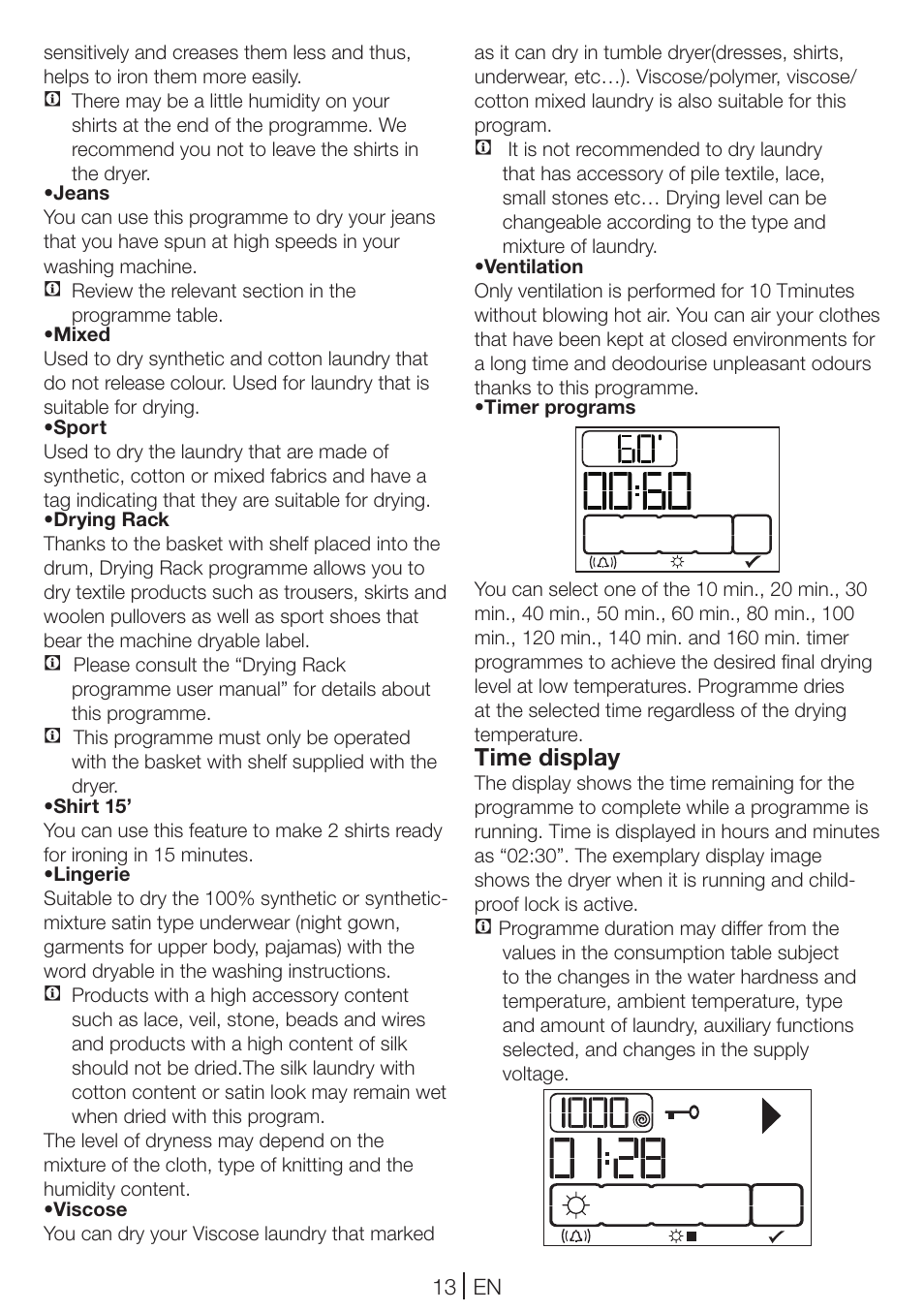 Time display | Blomberg TKF 8461 AGC User Manual | Page 13 / 44