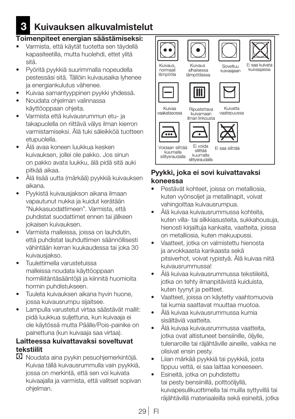 Kuivauksen alkuvalmistelut | Blomberg TKF 8461 AGC User Manual | Page 29 / 44