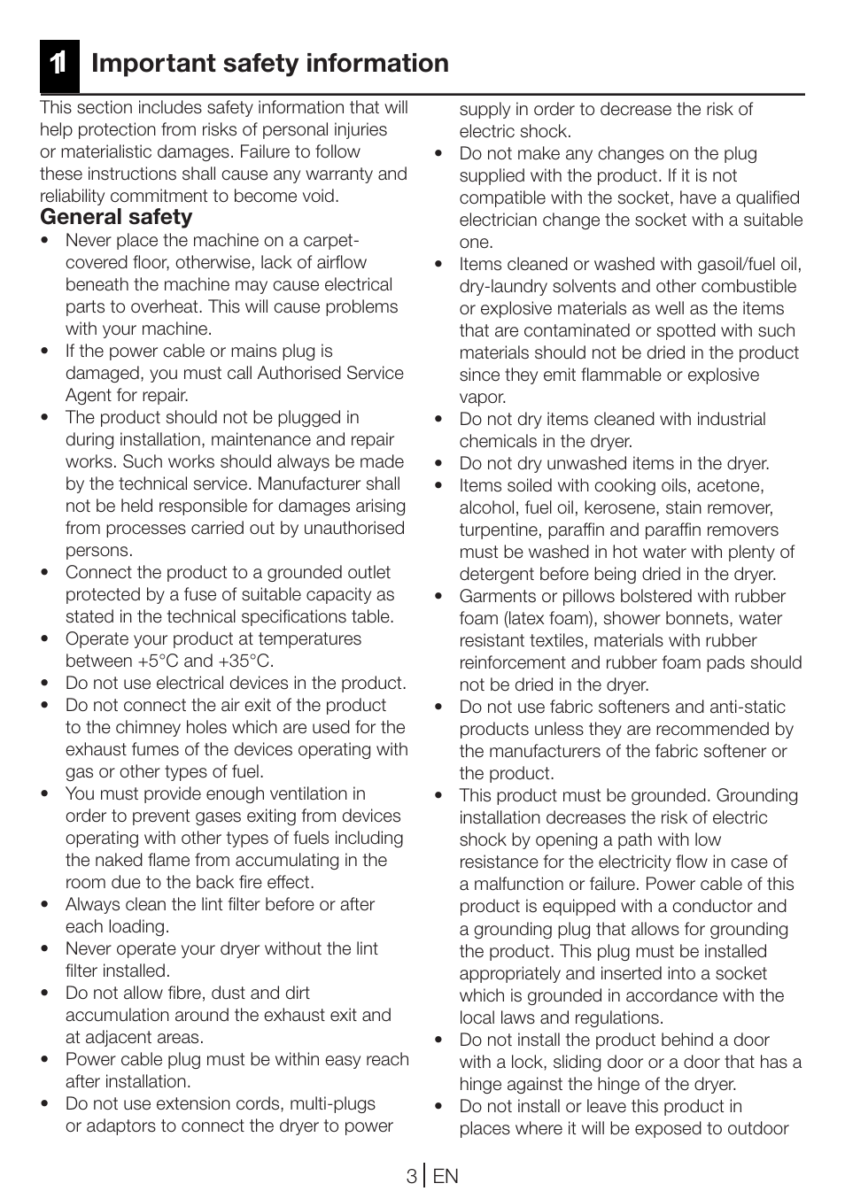 Important safety information | Blomberg TKF 8461 AGC User Manual | Page 3 / 44