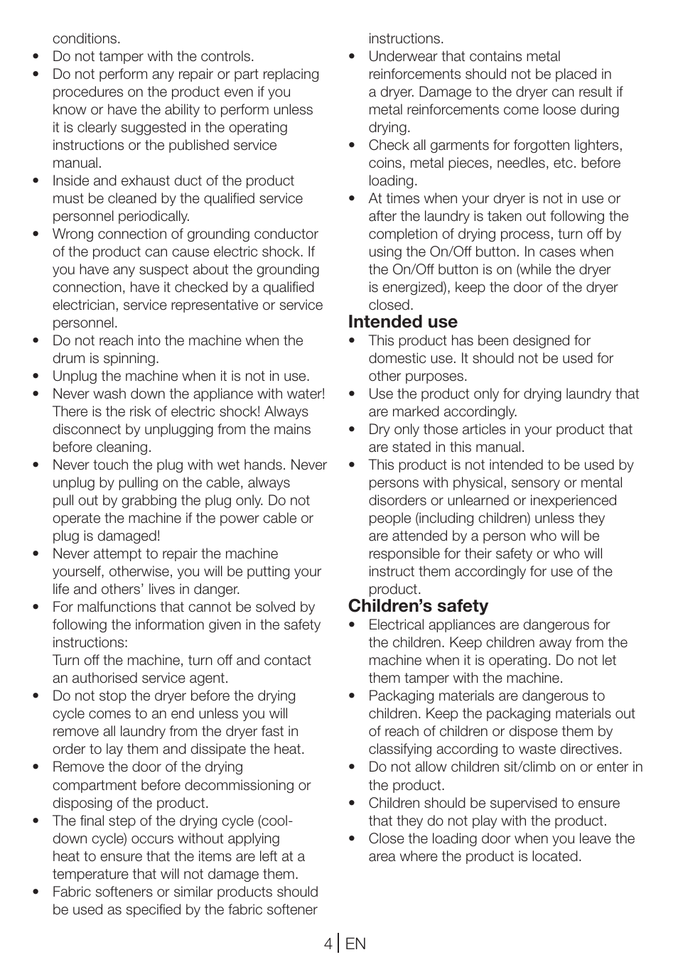 Intended use, Children’s safety | Blomberg TKF 8461 AGC User Manual | Page 4 / 44