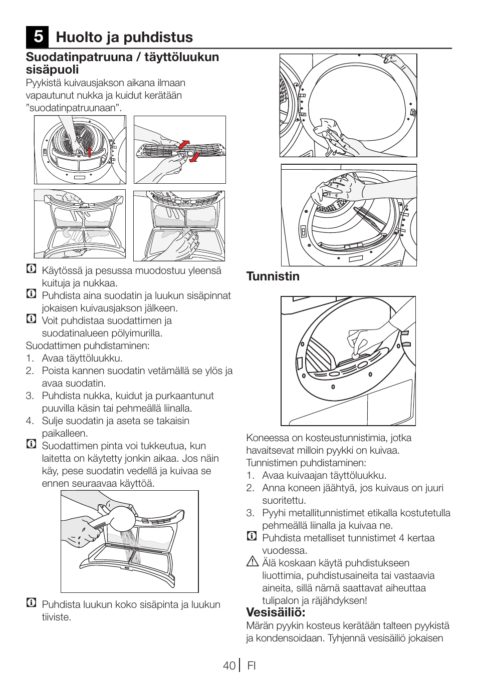 Huolto ja puhdistus | Blomberg TKF 8461 AGC User Manual | Page 40 / 44