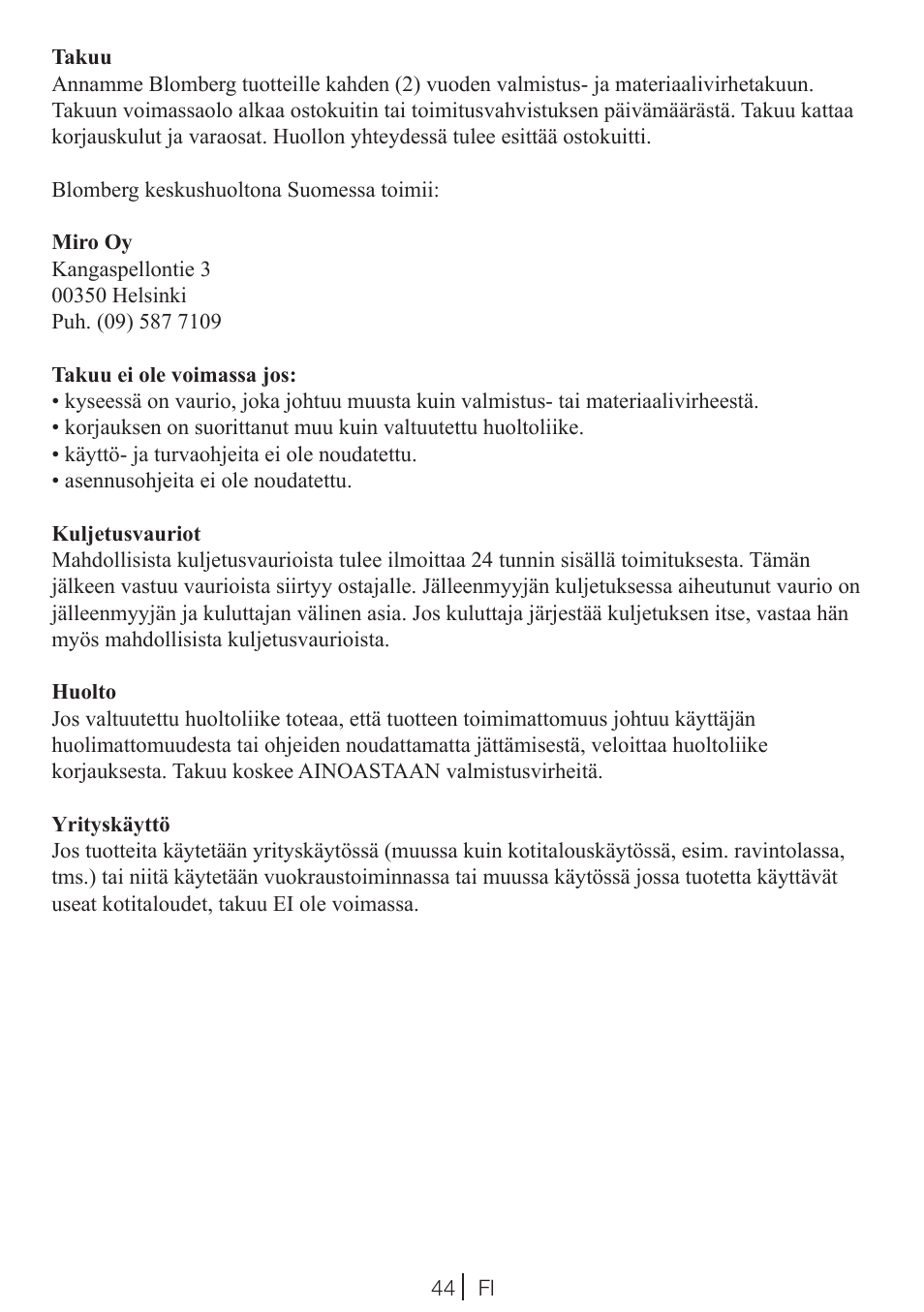 Blomberg TKF 8461 AGC User Manual | Page 44 / 44