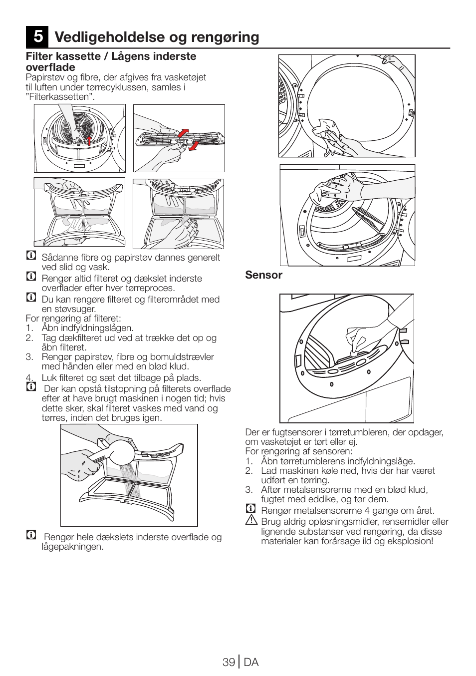 Vedligeholdelse og rengøring | Blomberg TKF 7431 A User Manual | Page 39 / 64