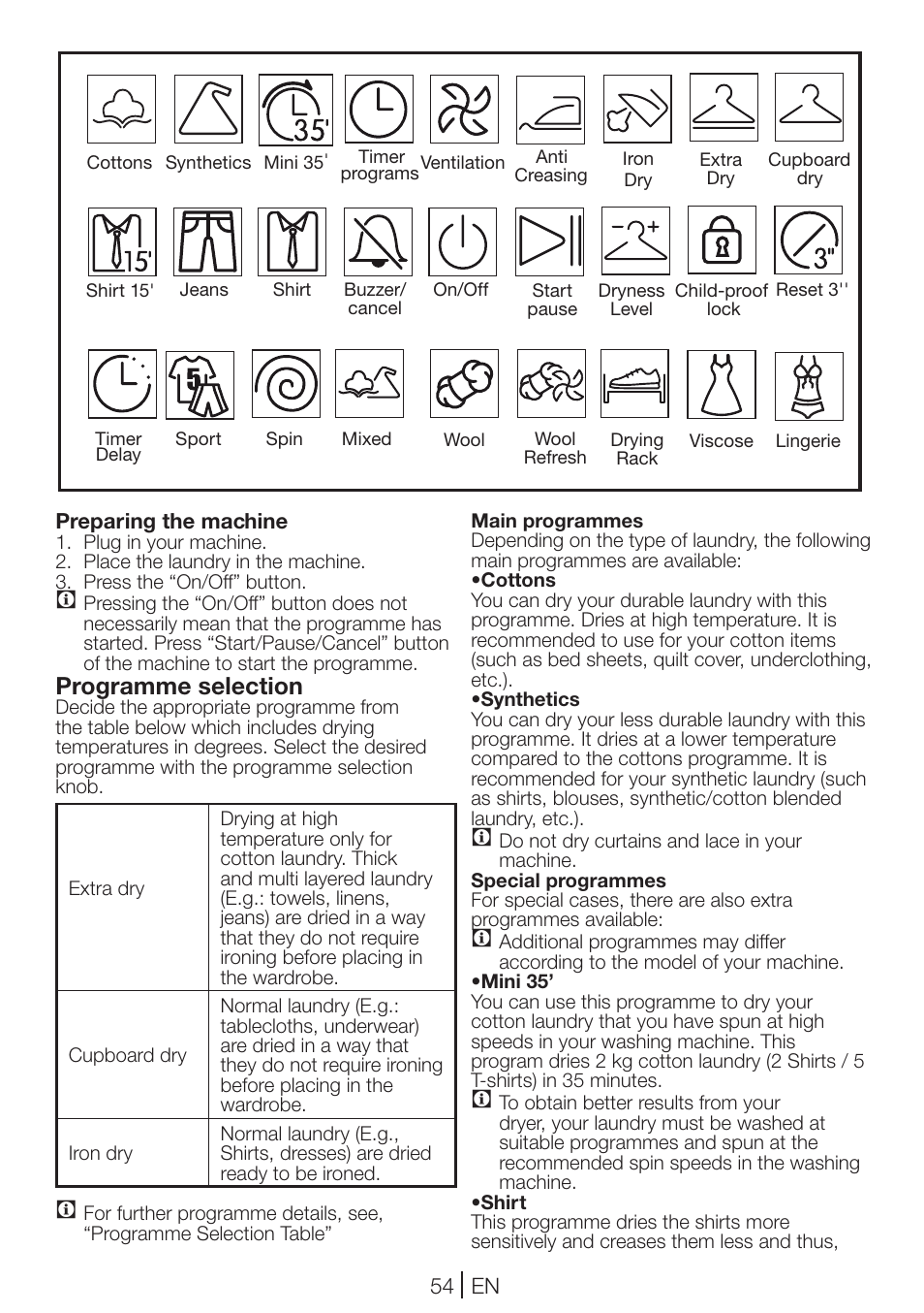 Programme selection | Blomberg TKF 7431 A User Manual | Page 54 / 64