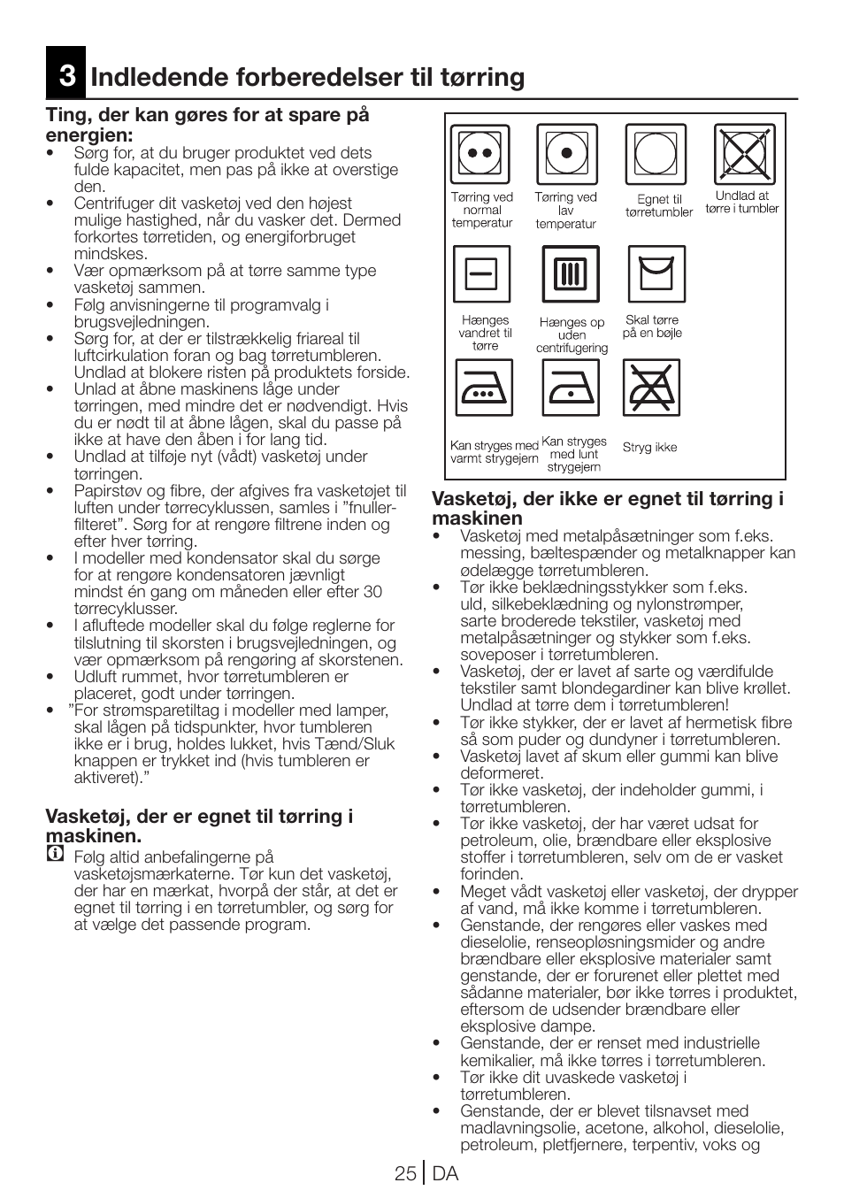Indledende forberedelser til tørring | Blomberg TKF 7231 User Manual | Page 25 / 52