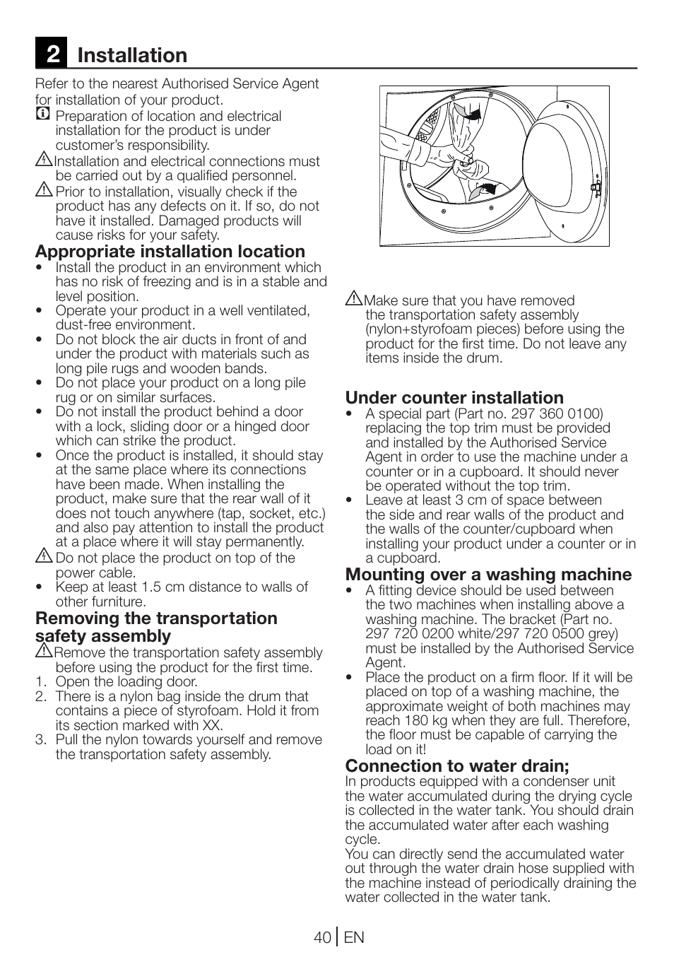 Installation | Blomberg TKF 7231 User Manual | Page 40 / 52