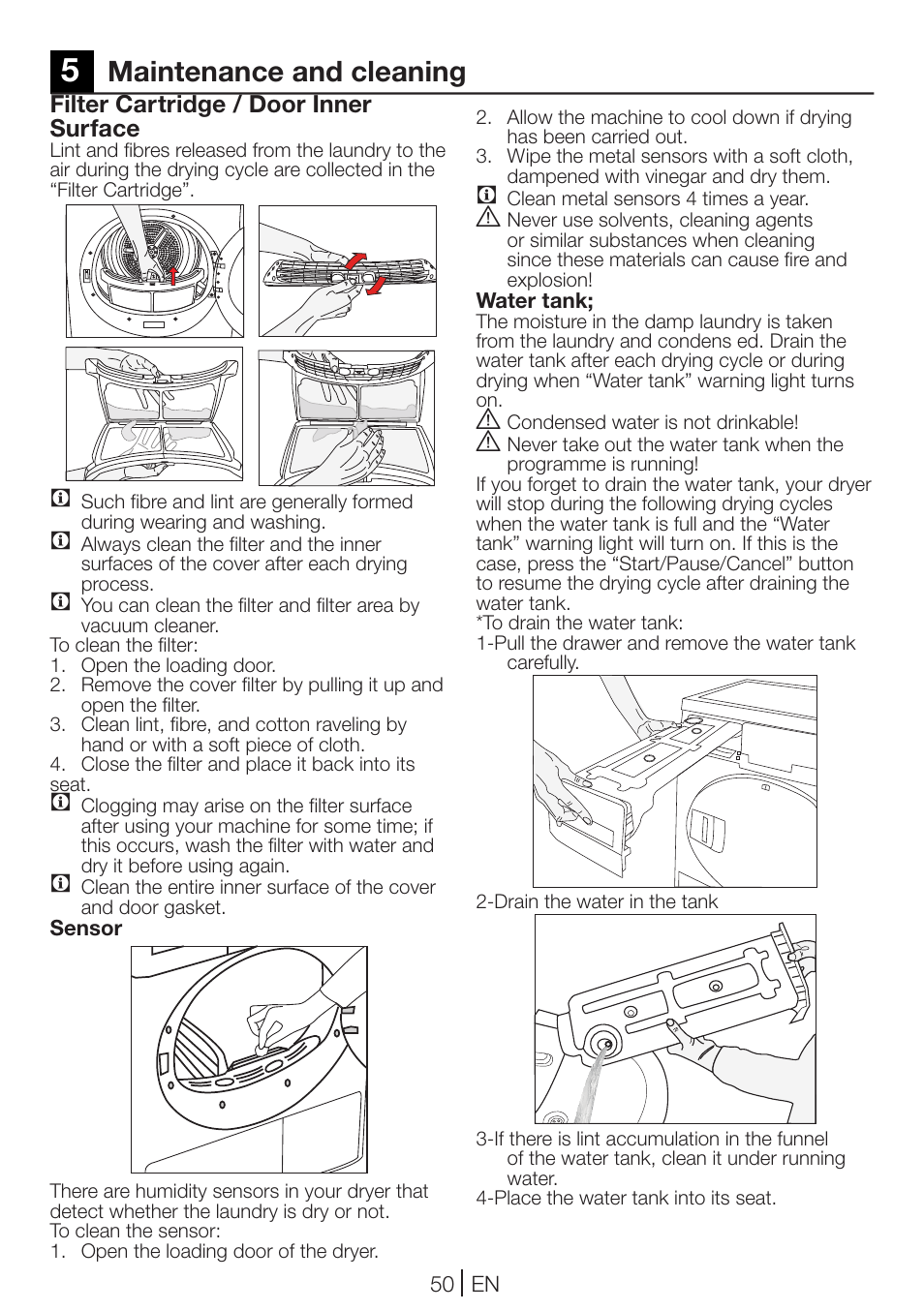 Maintenance and cleaning | Blomberg TKF 7231 User Manual | Page 50 / 52