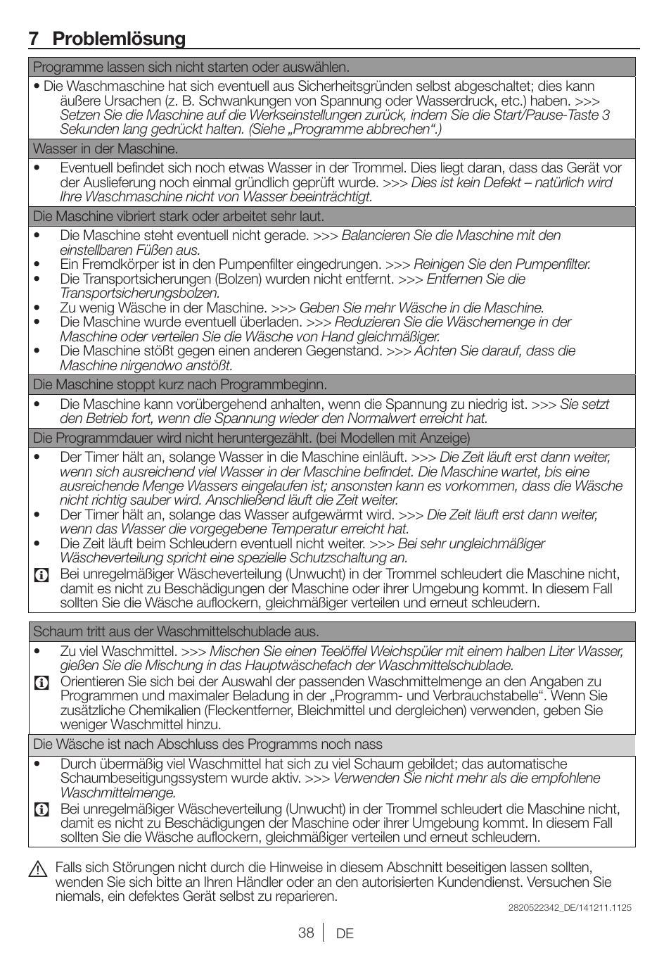 7 problemlösung | Blomberg WMI 7462 WE20 User Manual | Page 38 / 76