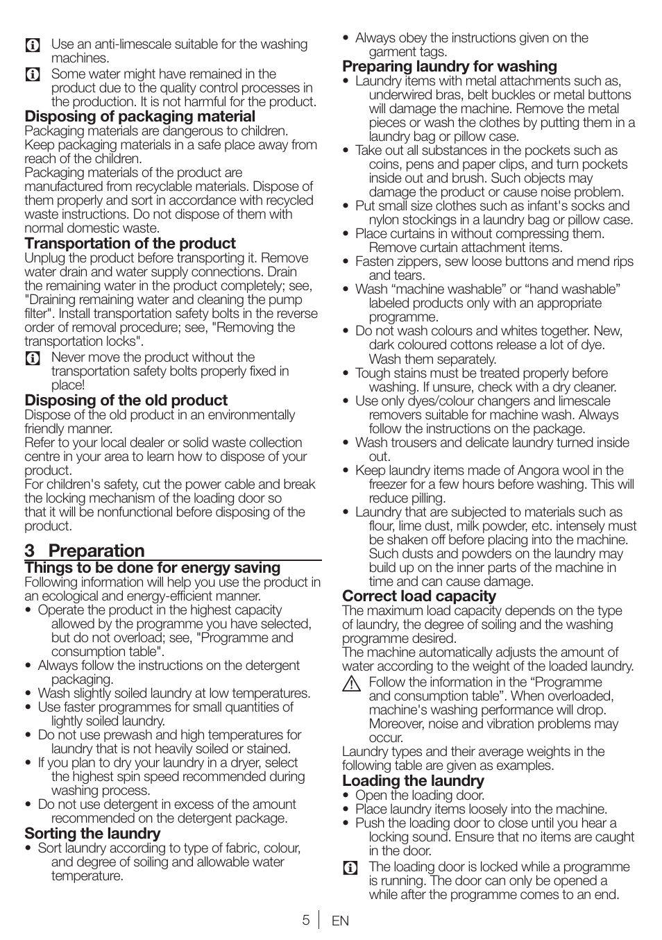 3 preparation | Blomberg WMI 7462 WE20 User Manual | Page 5 / 76