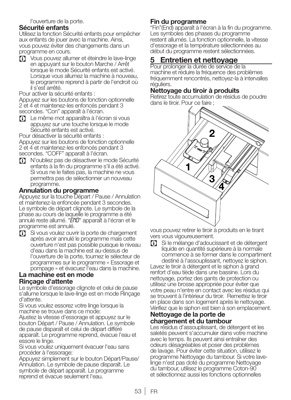 5 entretien et nettoyage | Blomberg WMI 7462 WE20 User Manual | Page 53 / 76