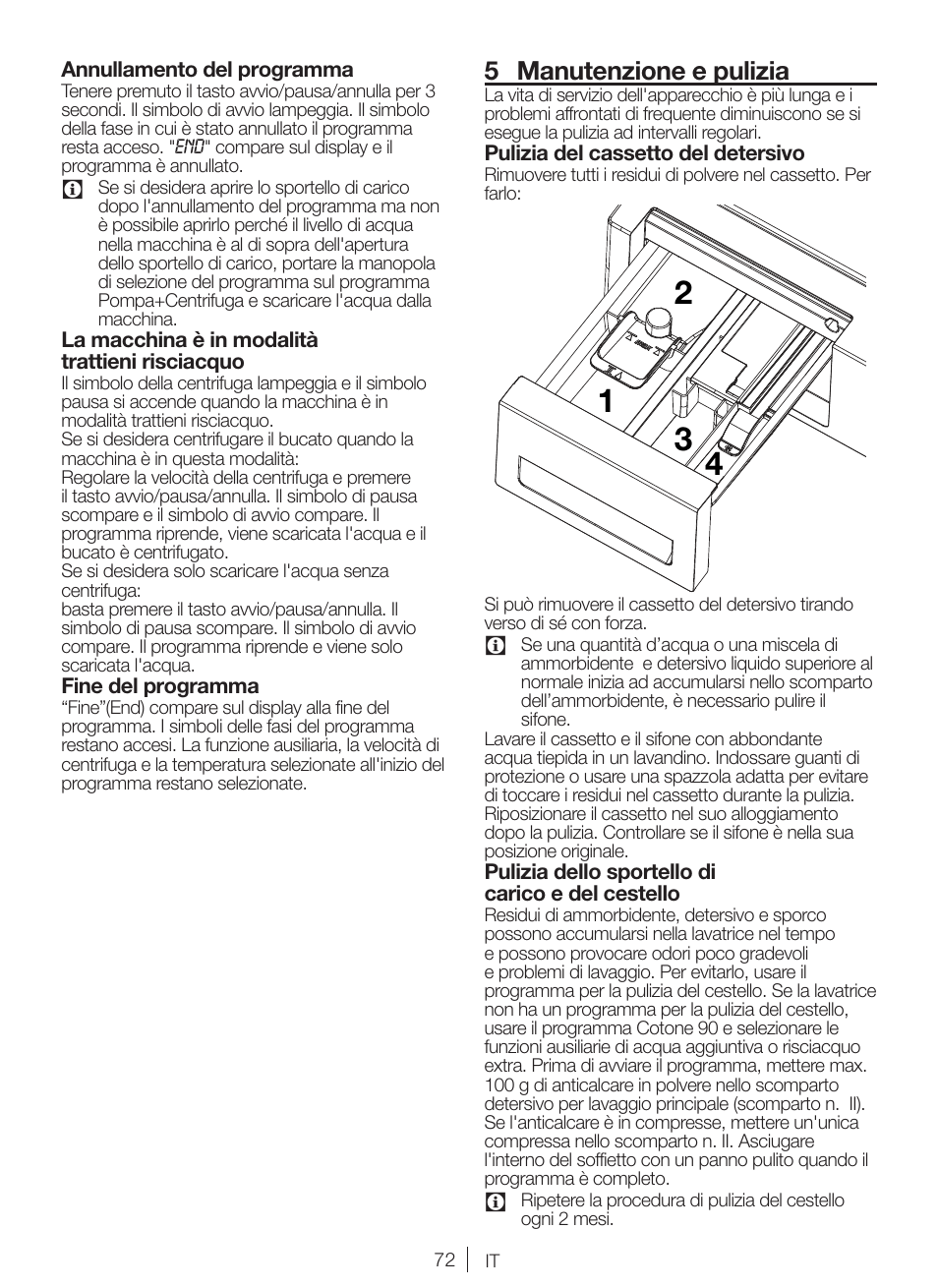 5 manutenzione e pulizia | Blomberg WMI 7462 WE20 User Manual | Page 72 / 76