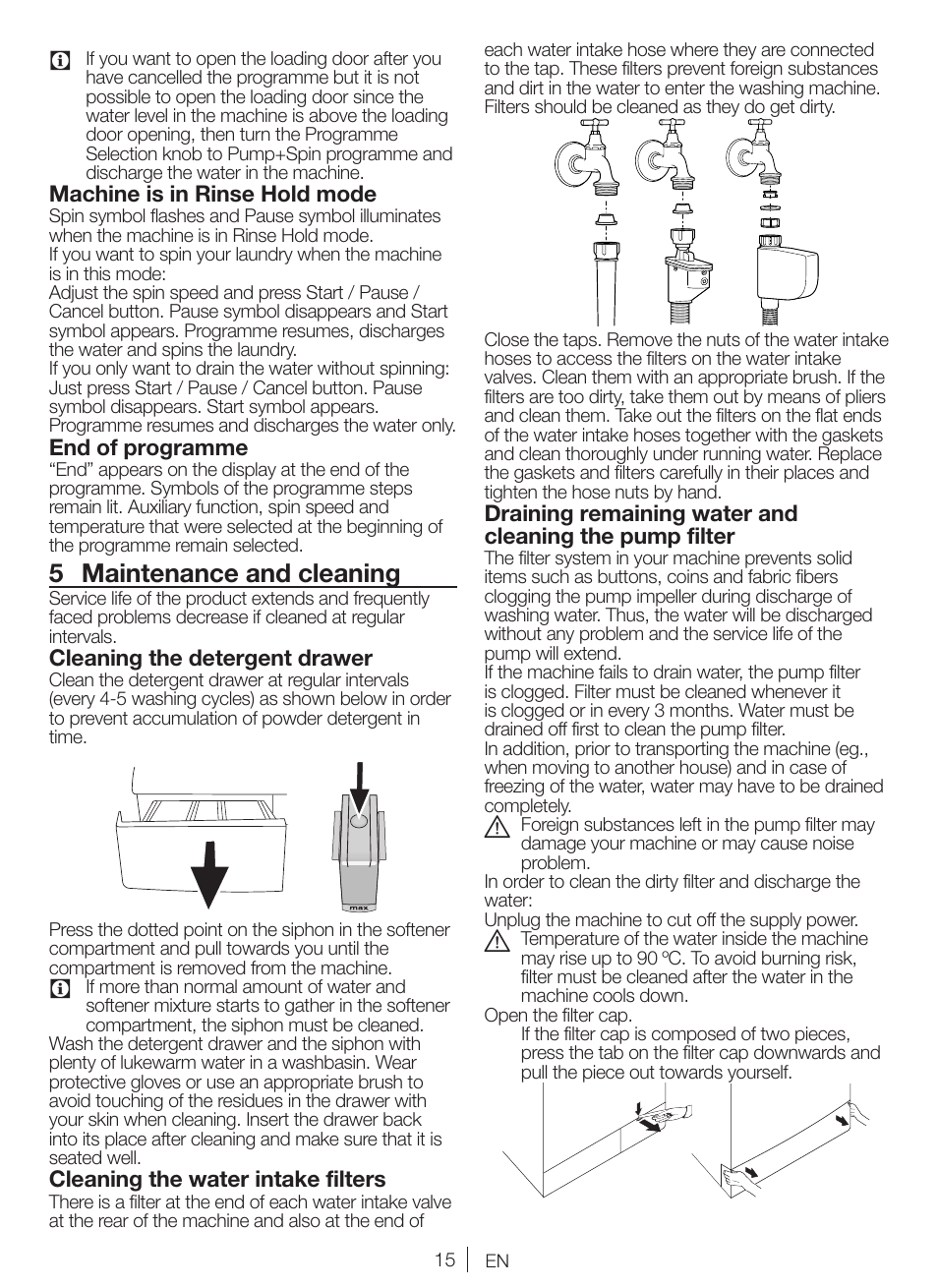 5 maintenance and cleaning | Blomberg WNF 5441 AE20 User Manual | Page 15 / 72