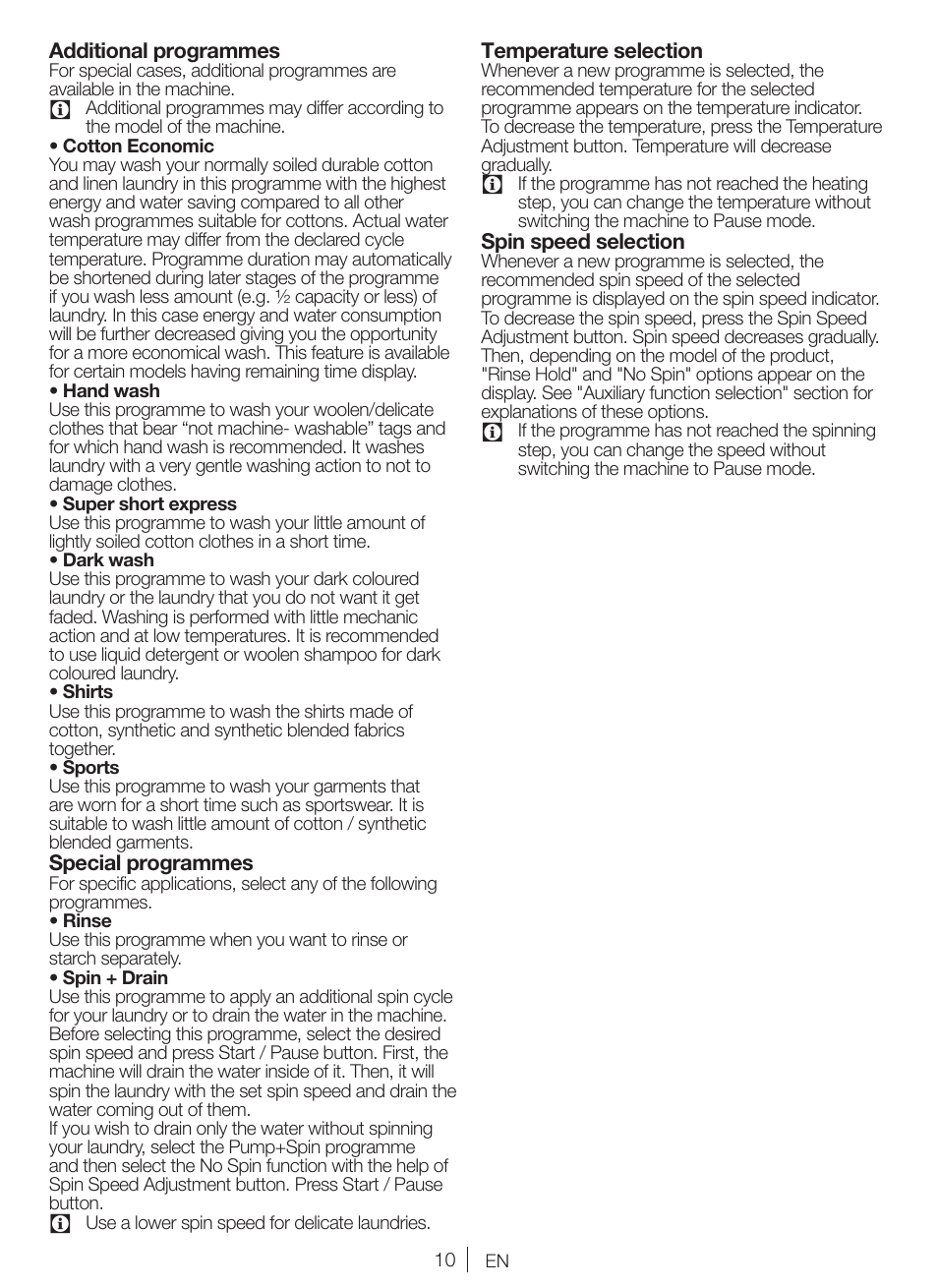 Blomberg WNF 5380 WE User Manual | Page 10 / 68