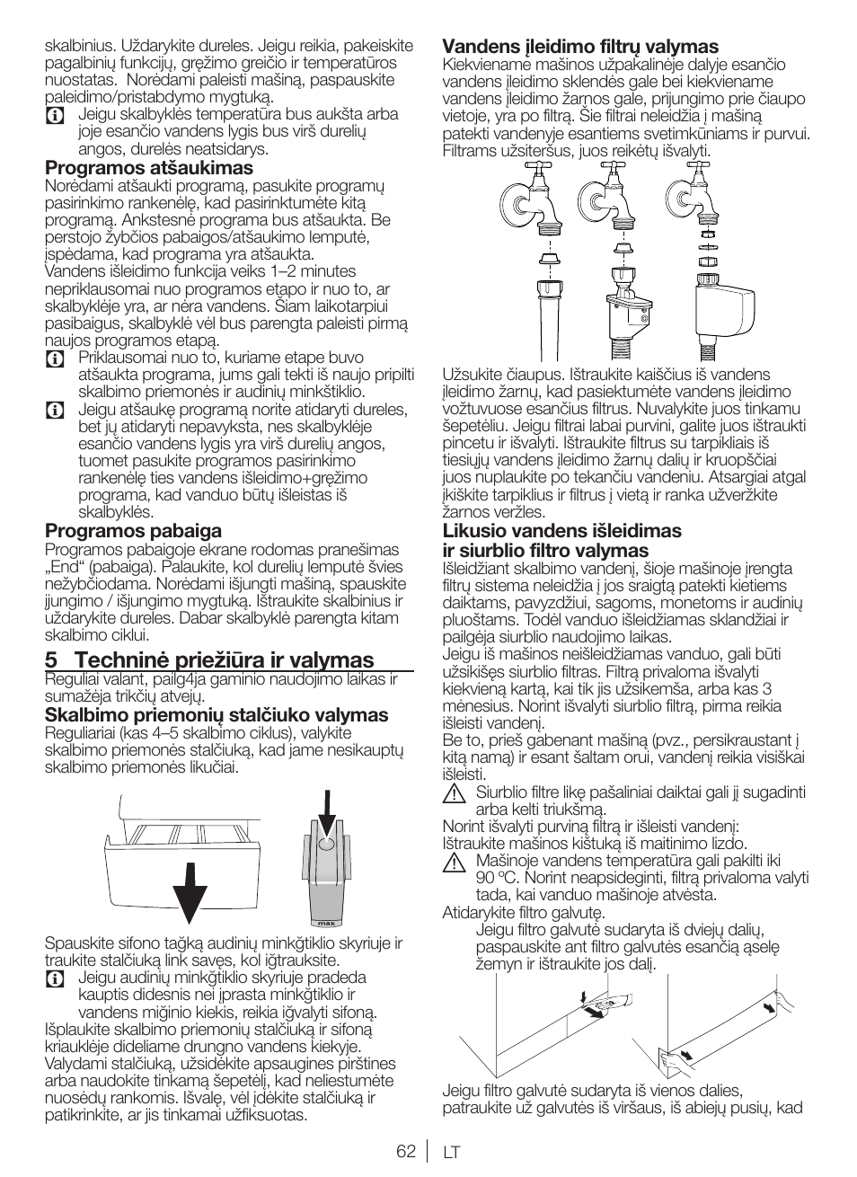 5 techninė priežiūra ir valymas | Blomberg WNF 5380 WE User Manual | Page 62 / 68