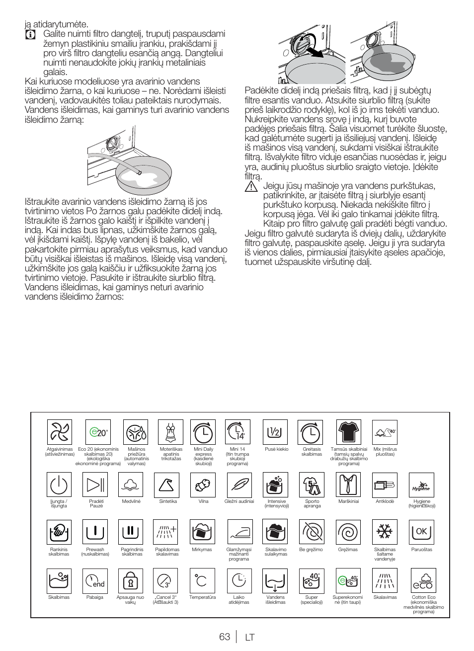 Ją atidarytumėte | Blomberg WNF 5380 WE User Manual | Page 63 / 68