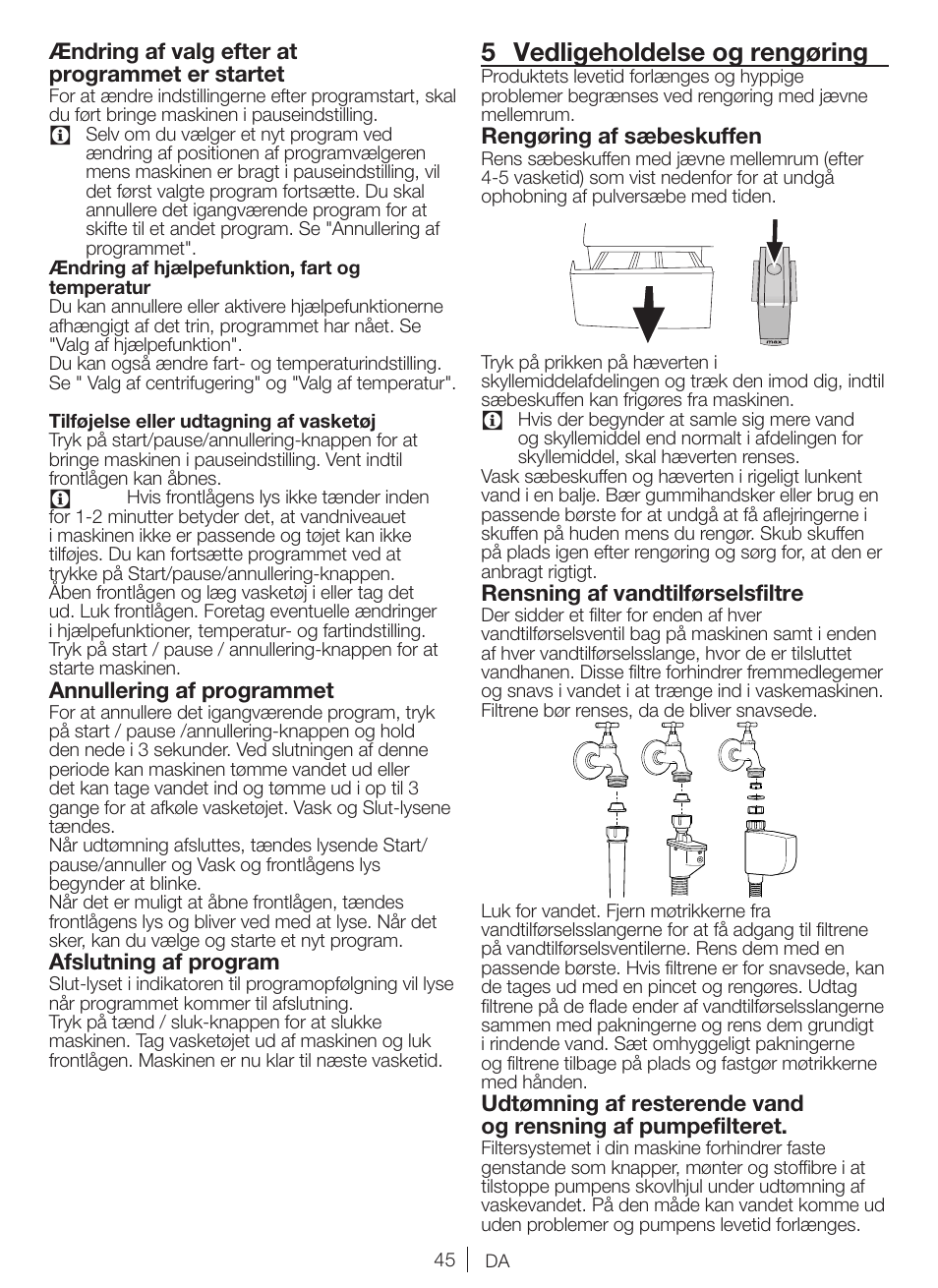 5 vedligeholdelse og rengøring | Blomberg WNF 6100 WEN User Manual | Page 45 / 63