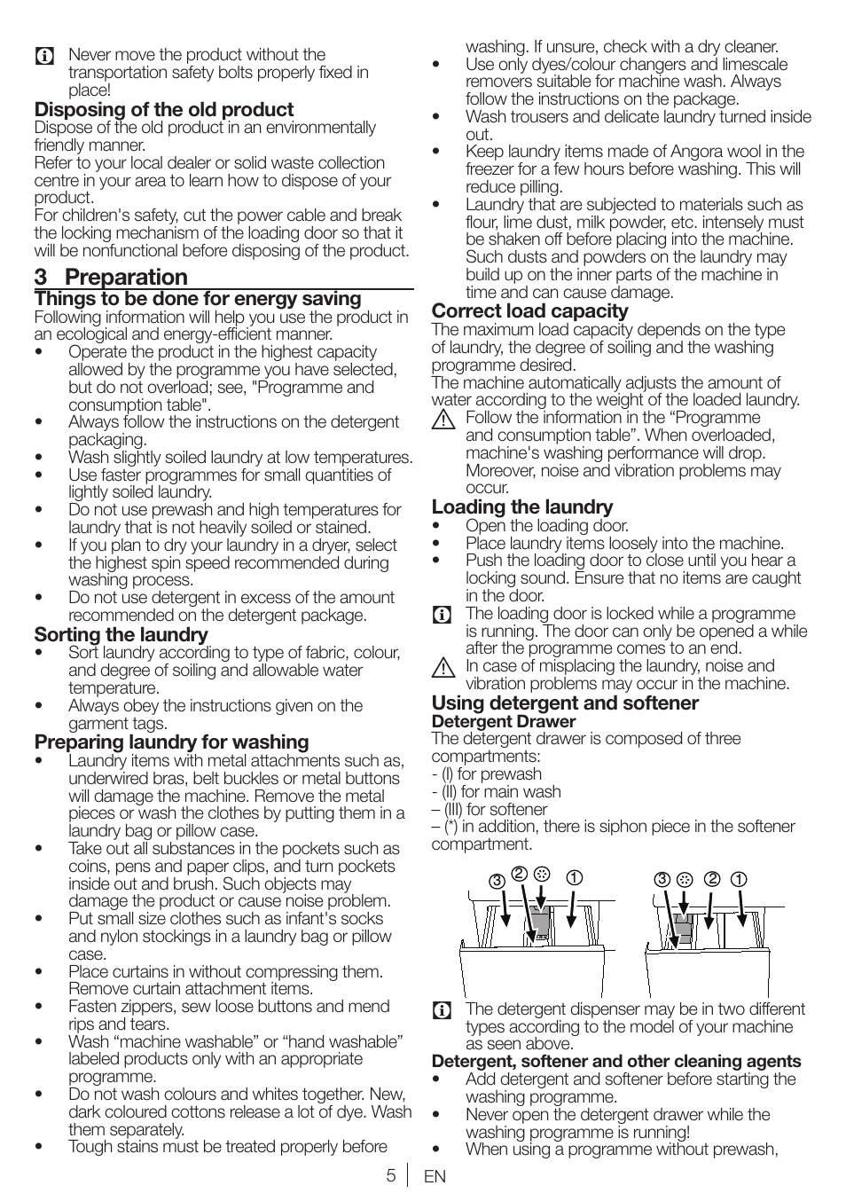 3 preparation | Blomberg WNF 6100 WEN User Manual | Page 5 / 63