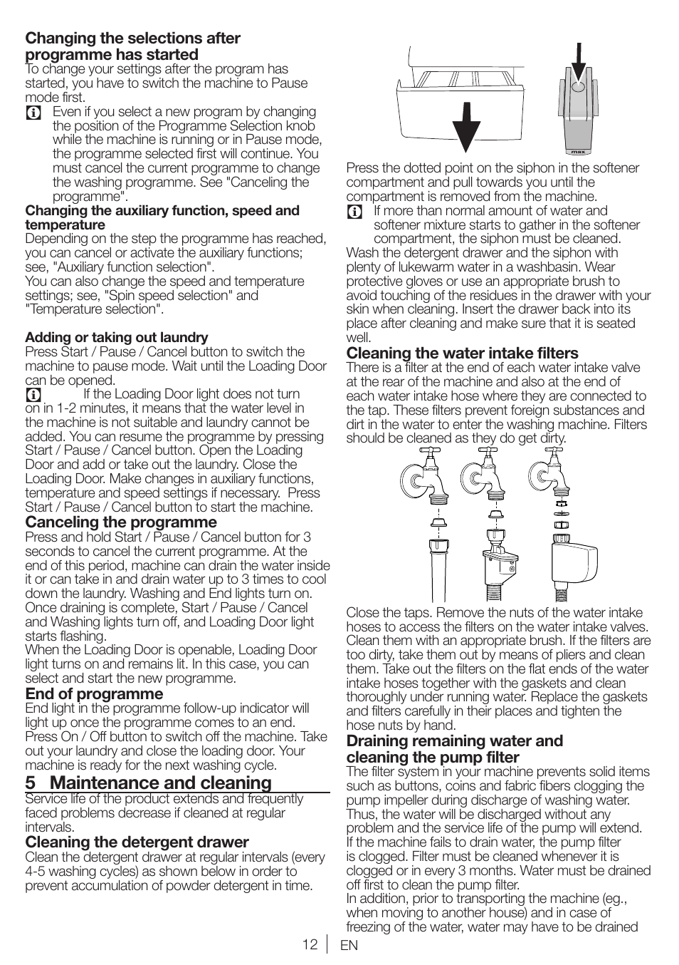 5 maintenance and cleaning | Blomberg WNF 5180 WE User Manual | Page 12 / 62