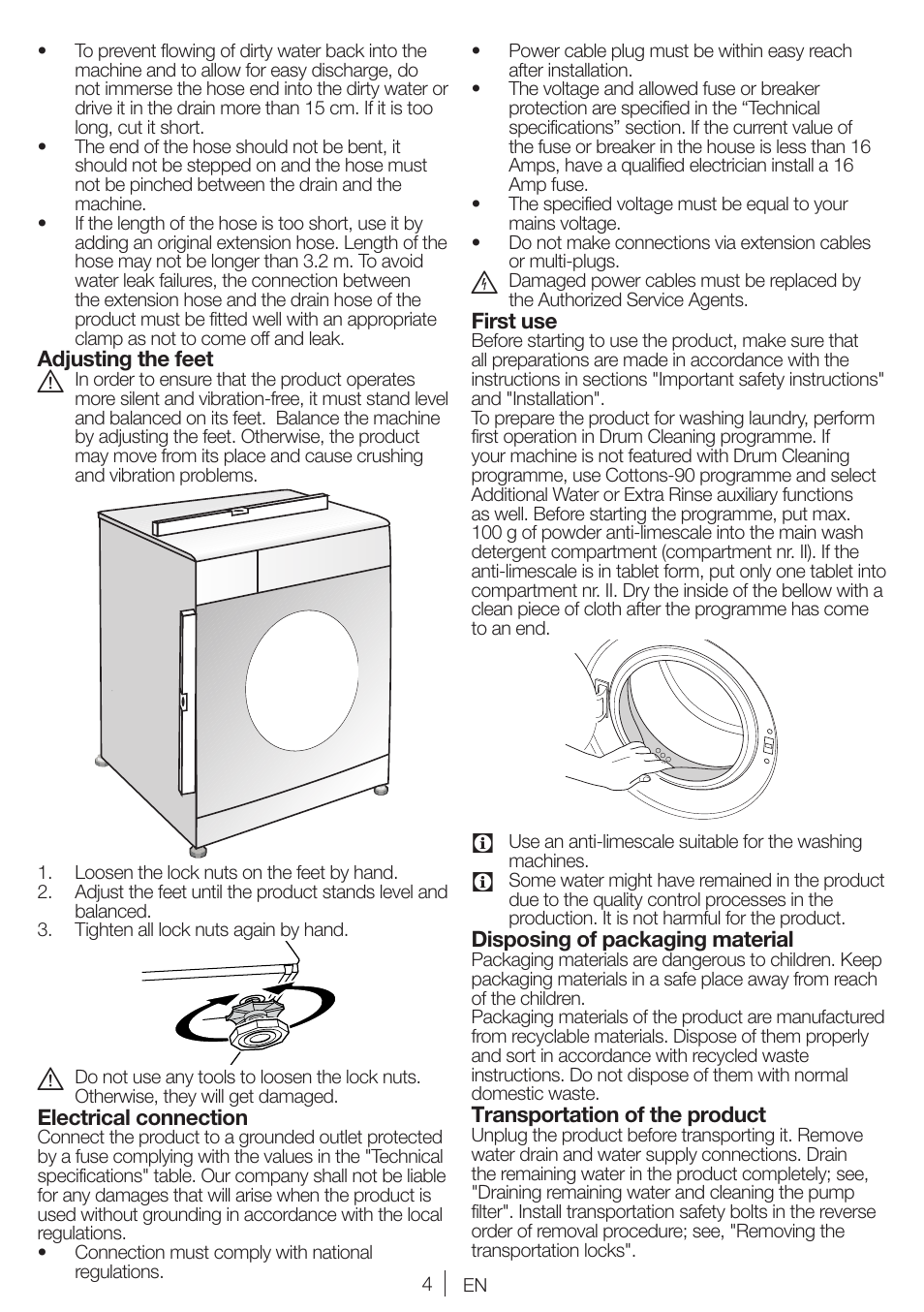 Blomberg WNF 5180 WE User Manual | Page 4 / 62