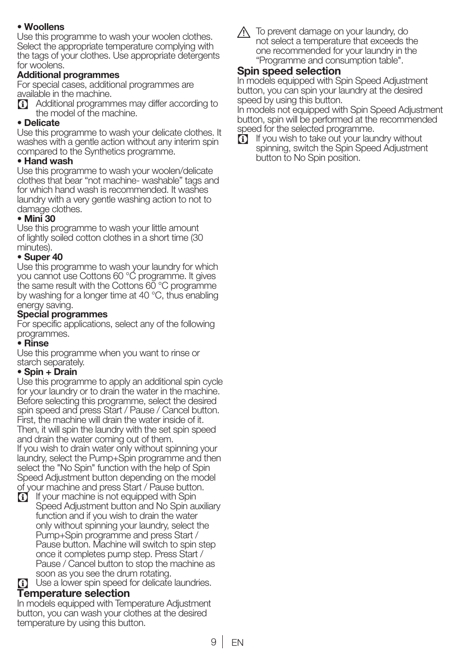 Blomberg WNF 5180 WE User Manual | Page 9 / 62
