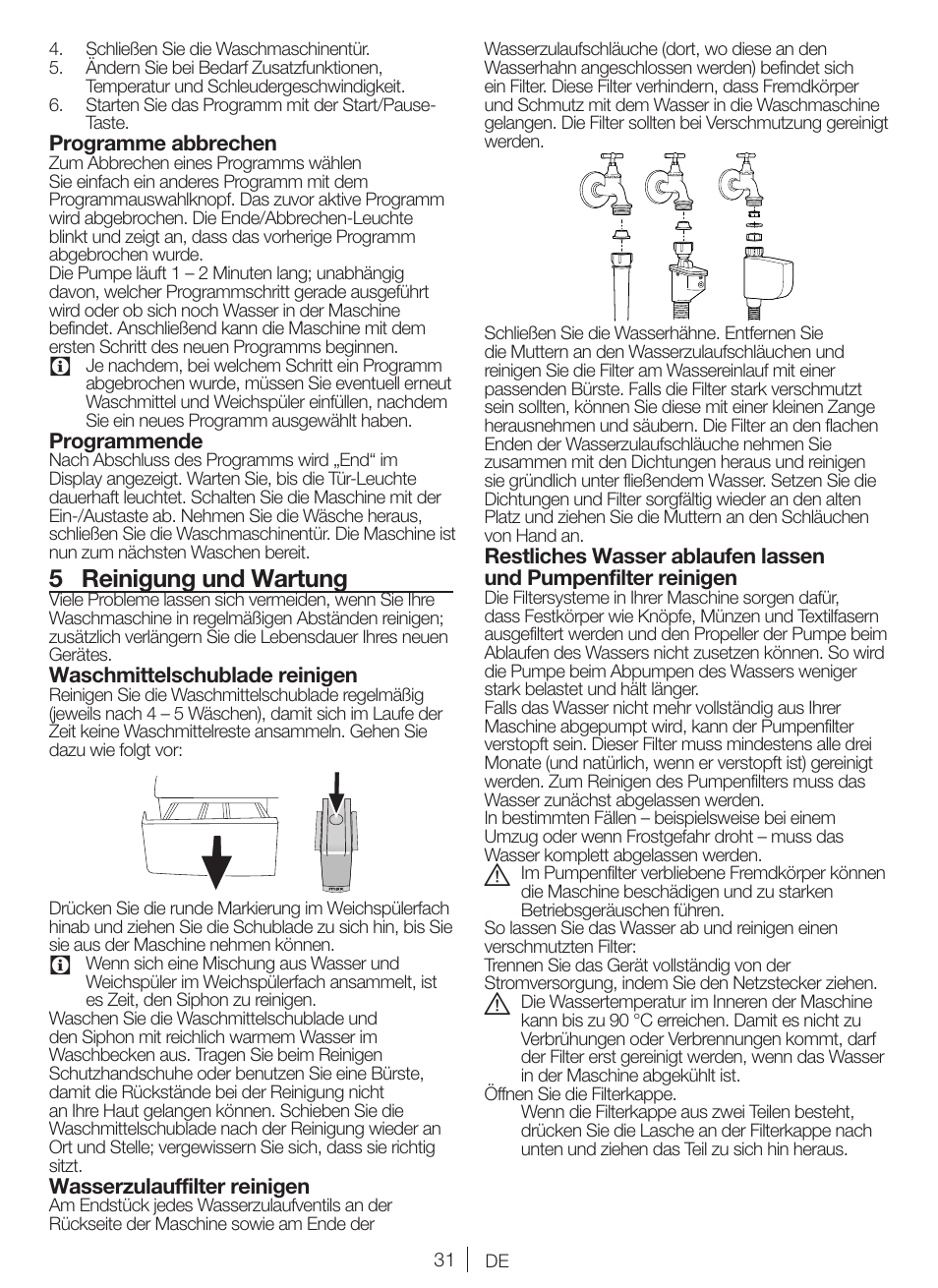 5 reinigung und wartung | Blomberg WNF 7361 AE20 User Manual | Page 31 / 68