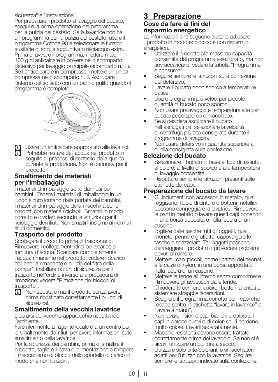 3 preparazione | Blomberg WNF 7361 AE20 User Manual | Page 56 / 68