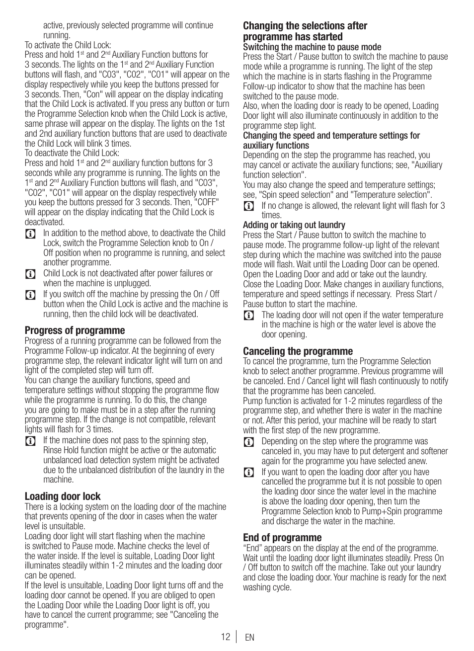 Blomberg WNF 7300 WE20 User Manual | Page 12 / 68