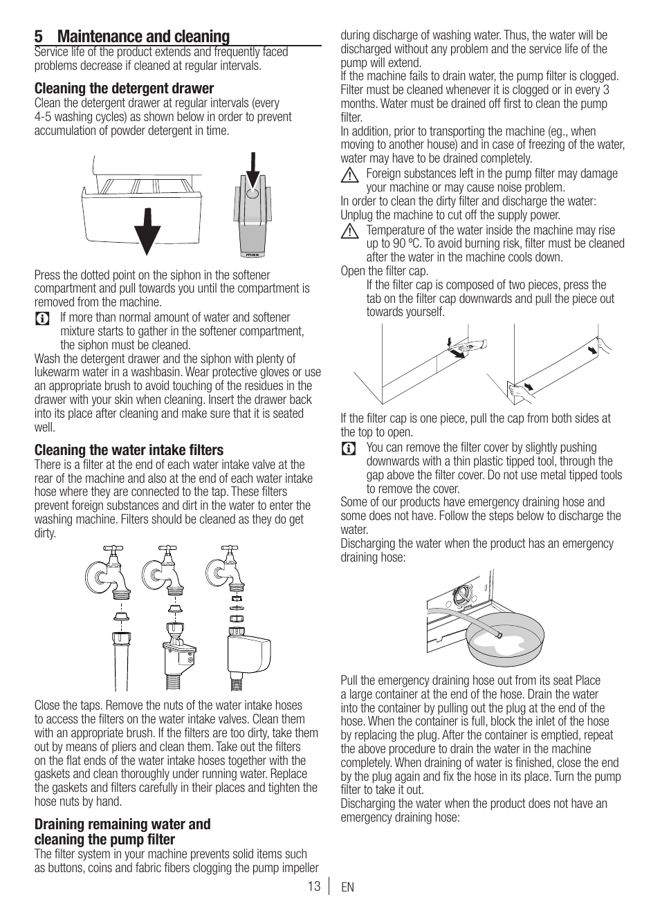 5 maintenance and cleaning | Blomberg WNF 7300 WE20 User Manual | Page 13 / 68