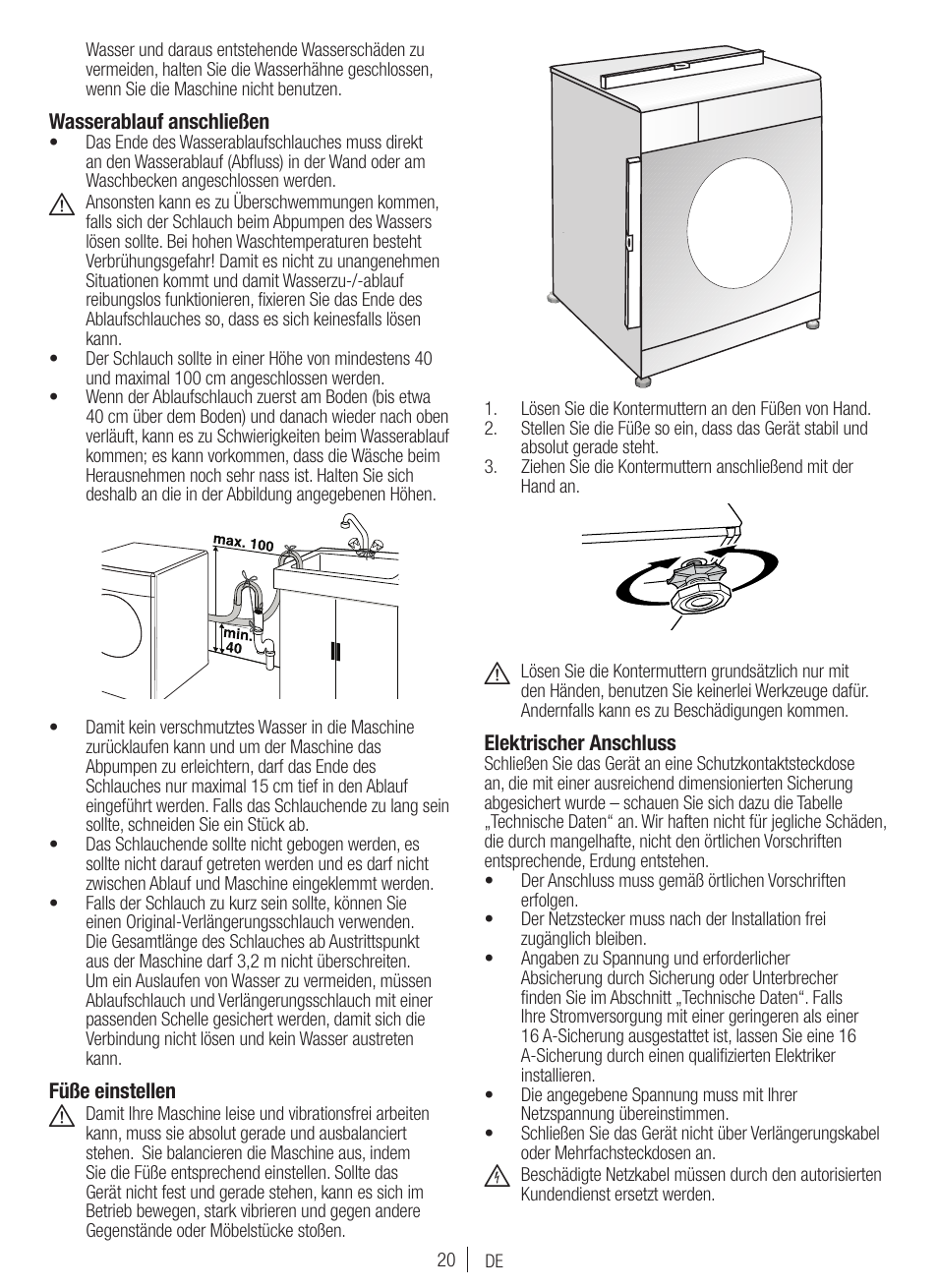 Blomberg WNF 7300 WE20 User Manual | Page 20 / 68
