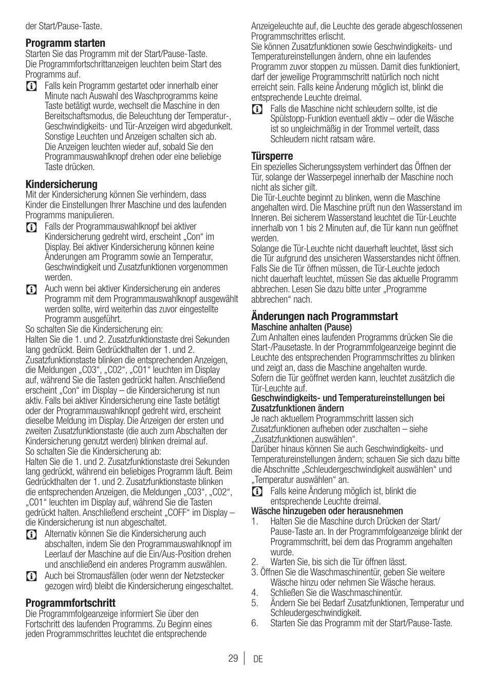 Blomberg WNF 7300 WE20 User Manual | Page 29 / 68