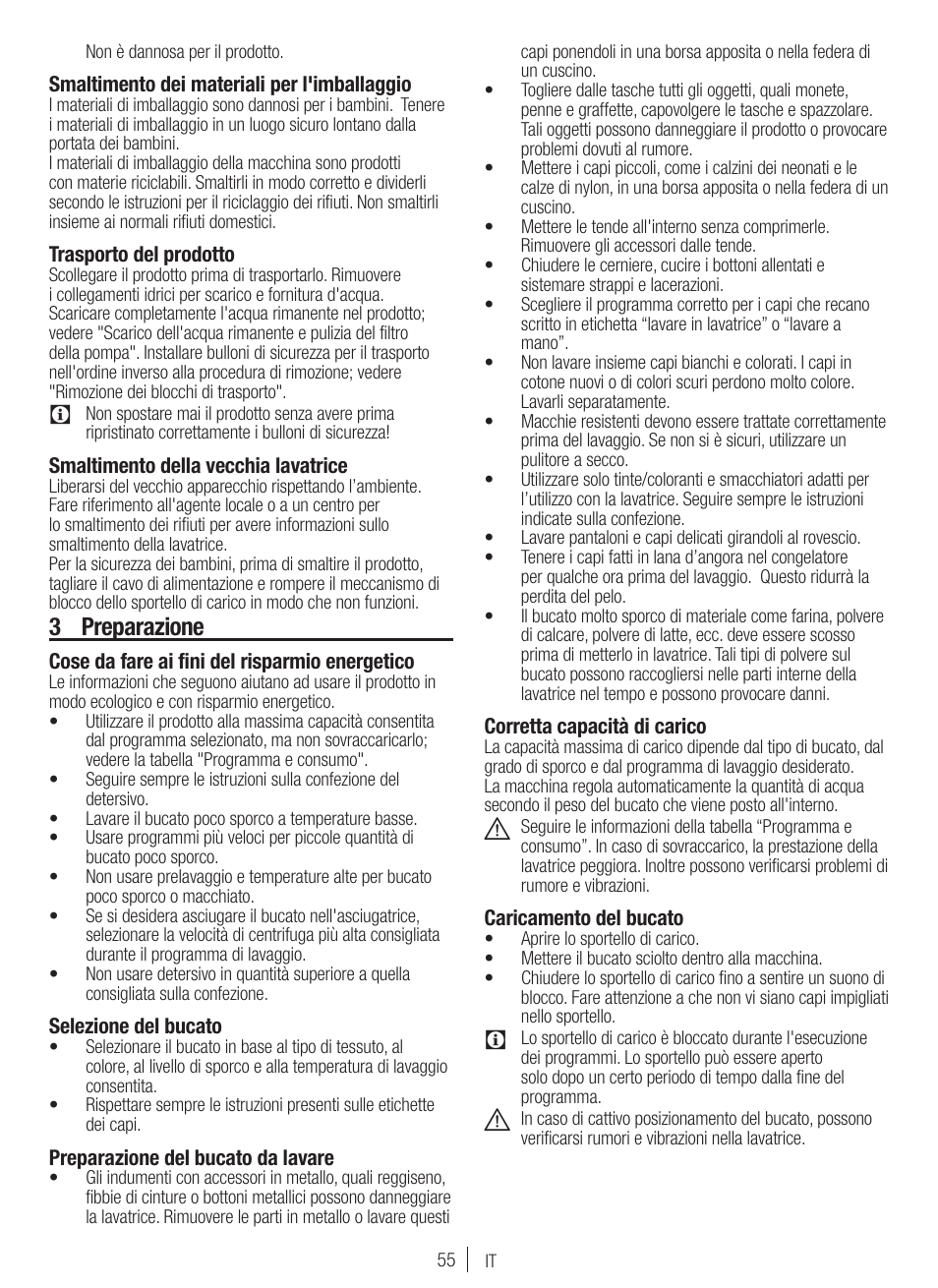 3 preparazione | Blomberg WNF 7300 WE20 User Manual | Page 55 / 68