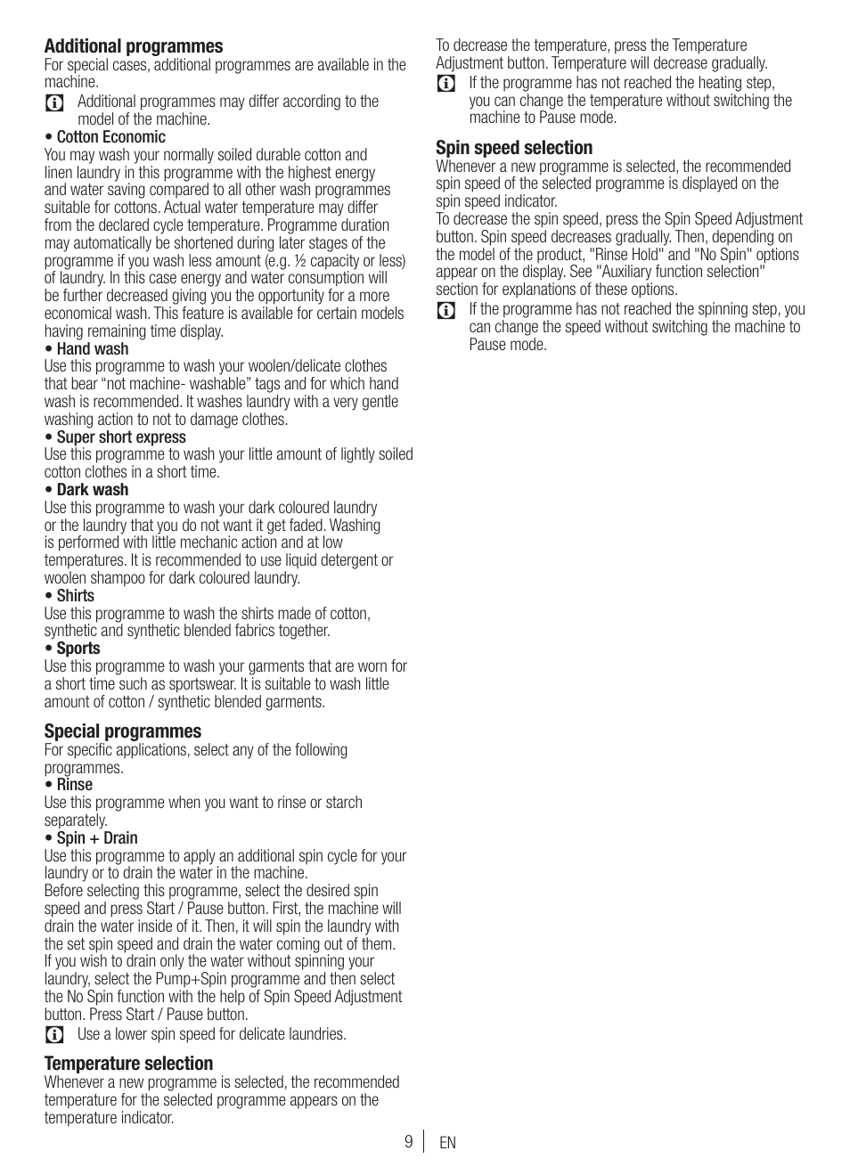 Blomberg WNF 7300 WE20 User Manual | Page 9 / 68