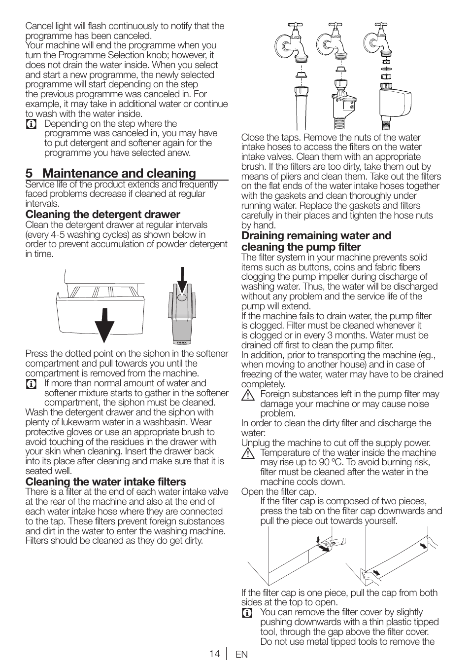 5 maintenance and cleaning | Blomberg WNF 7241 WE20 User Manual | Page 14 / 68