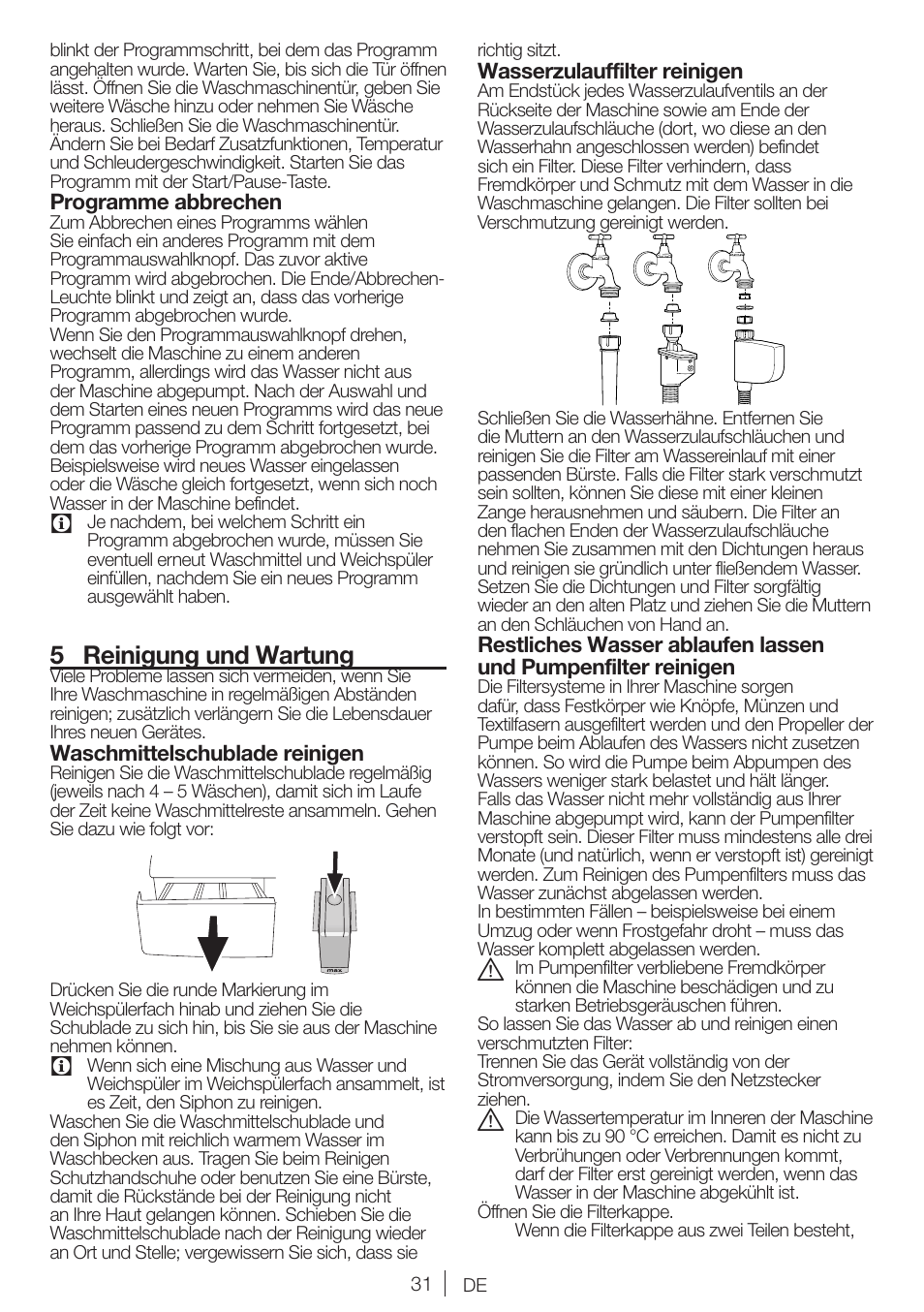 5 reinigung und wartung | Blomberg WNF 7241 WE20 User Manual | Page 31 / 68