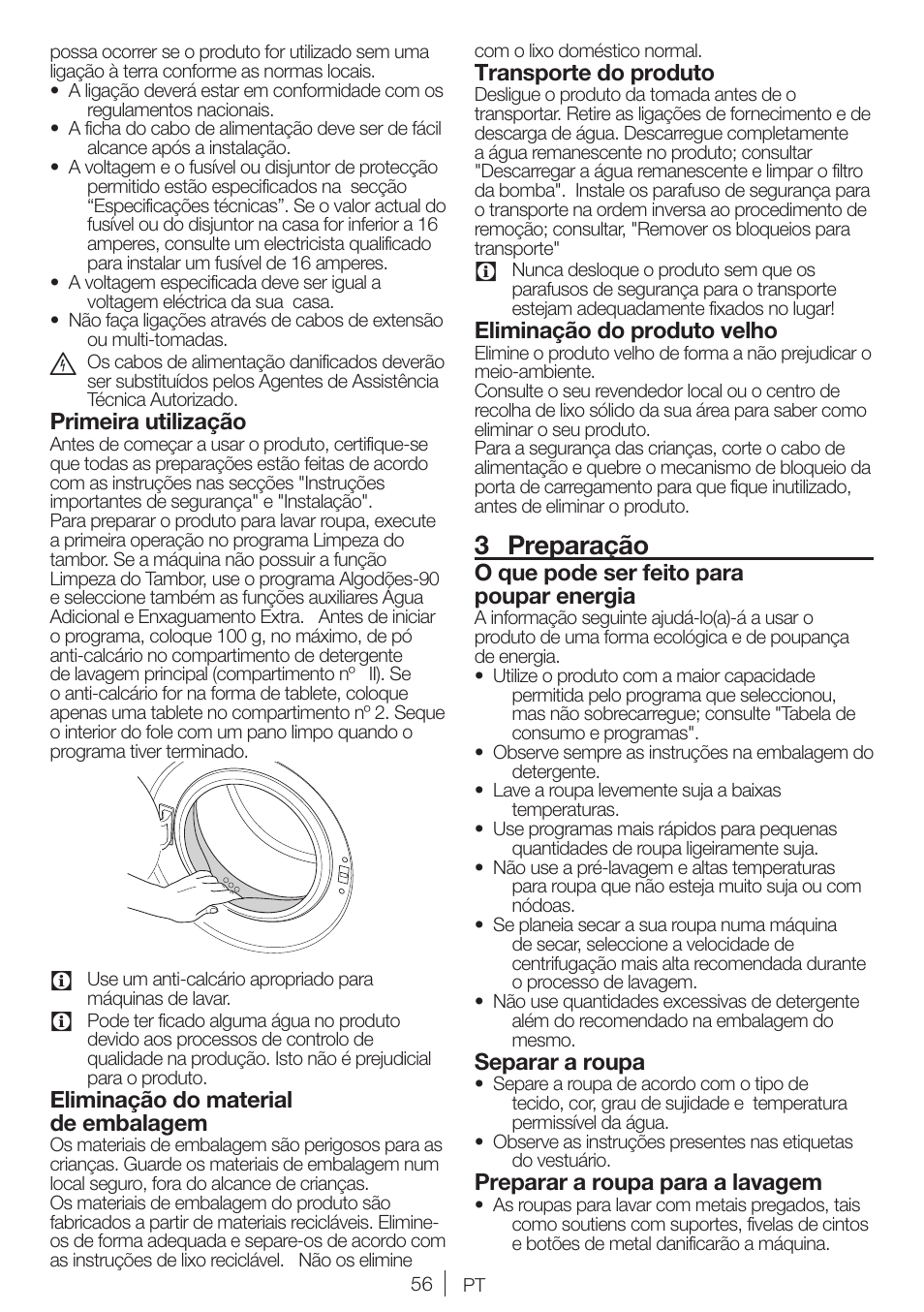 3 preparação | Blomberg WNF 7241 WE20 User Manual | Page 56 / 68