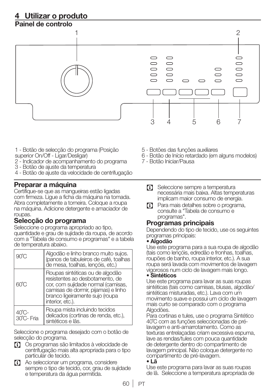 4 utilizar o produto | Blomberg WNF 7241 WE20 User Manual | Page 60 / 68