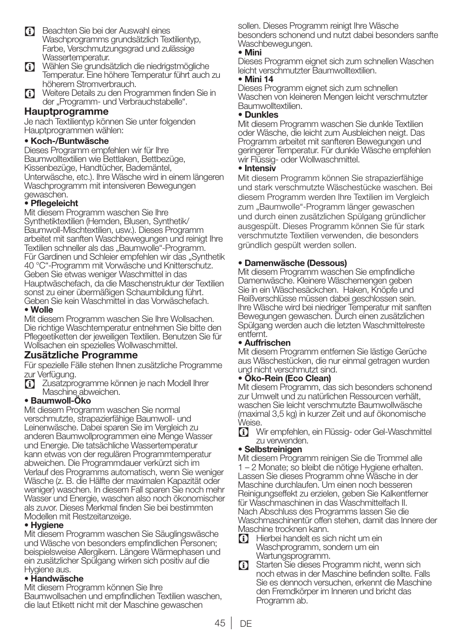 Blomberg WNF 6421 WE20 User Manual | Page 45 / 71